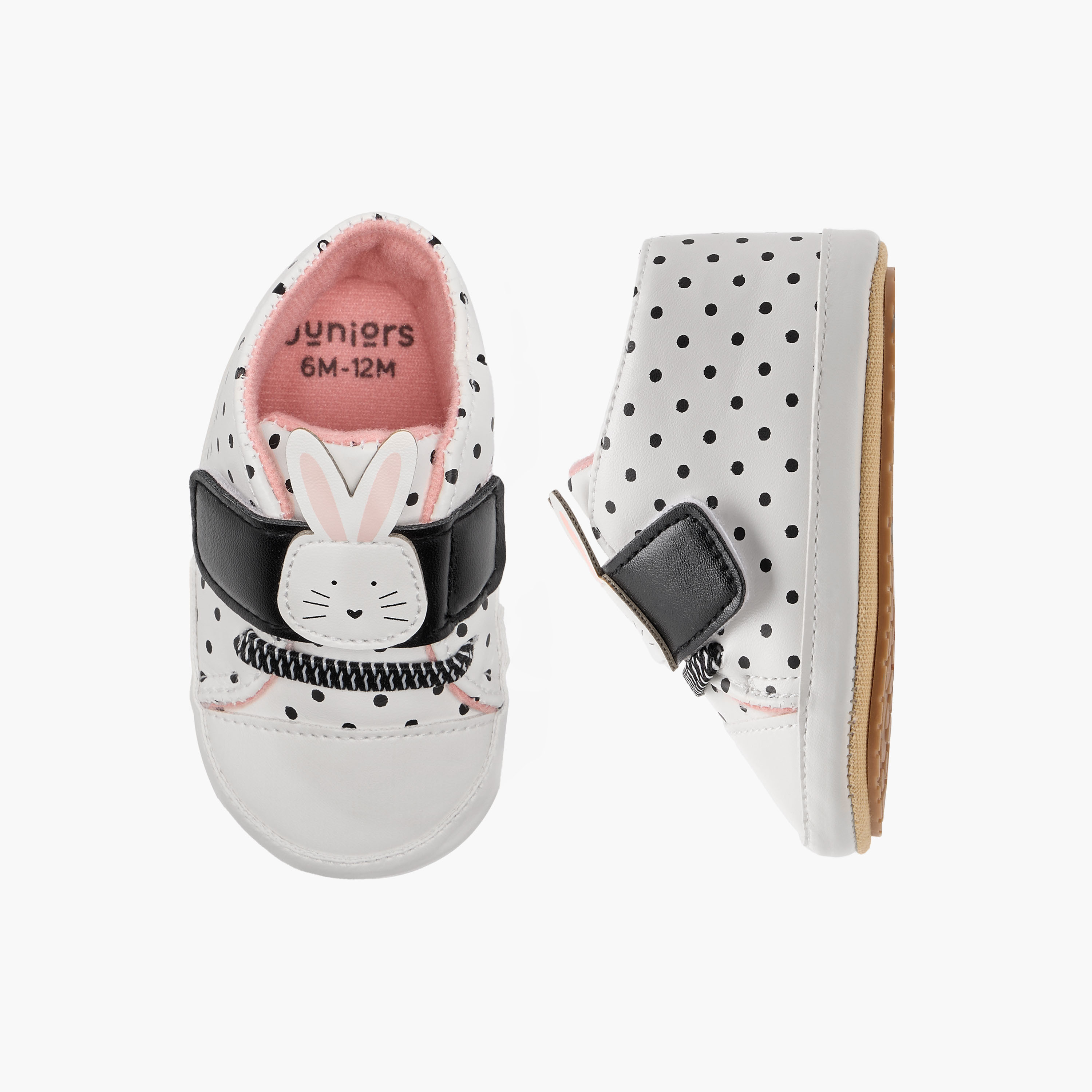 Juniors Bunny Applique Booties with Hook and Loop Closure-baby-girls-shoes-closedshoes-image-1