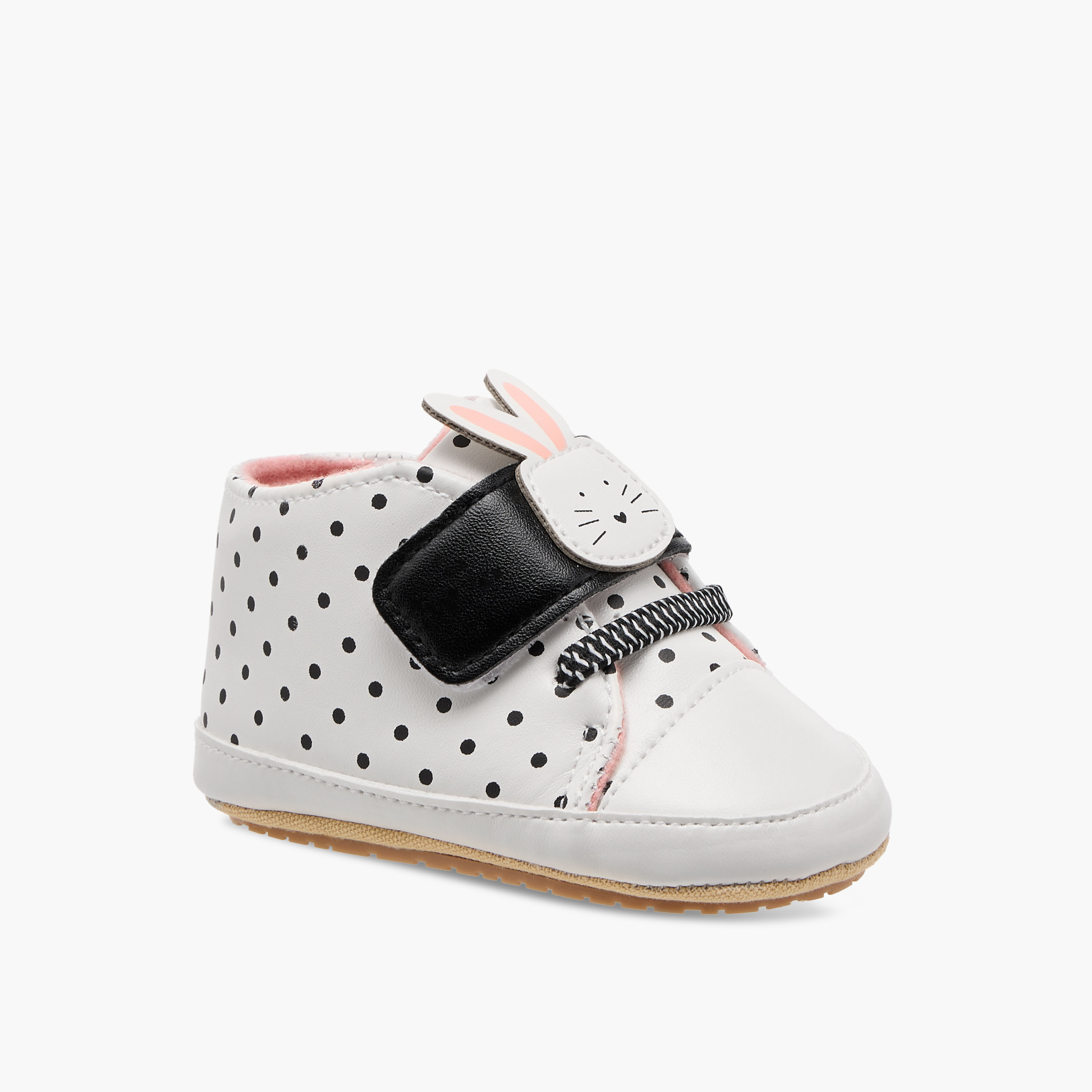 Juniors Bunny Applique Booties with Hook and Loop Closure-baby-girls-shoes-closedshoes-image-2