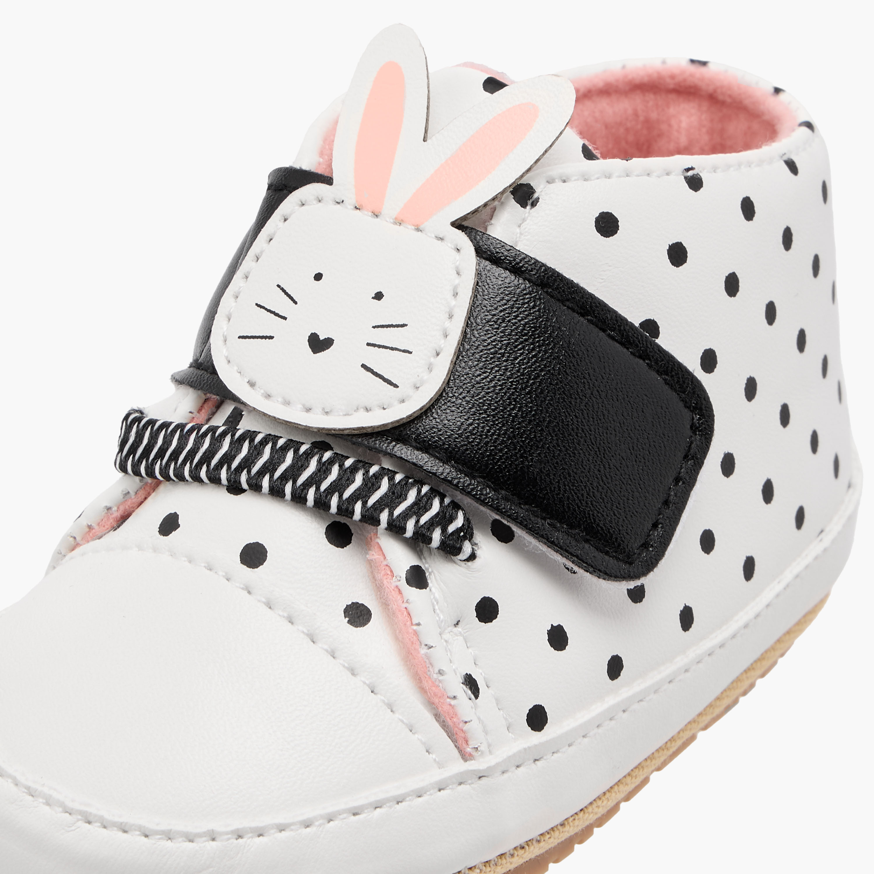 Juniors Bunny Applique Booties with Hook and Loop Closure-baby-girls-shoes-closedshoes-image-4