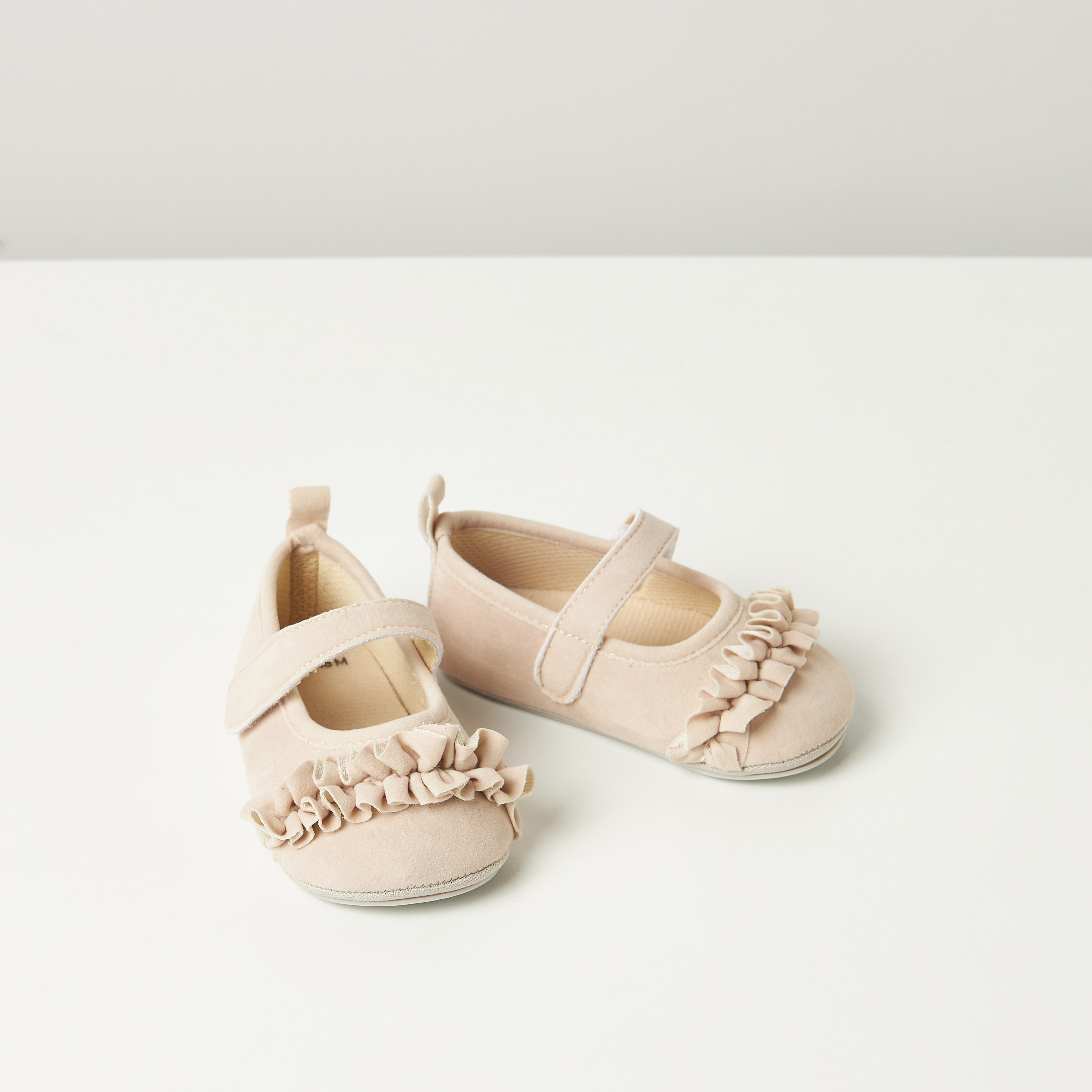 Giggles Solid Slip-On Booties with Ruffle Detail-baby-girls-shoes-closedshoes-image-1