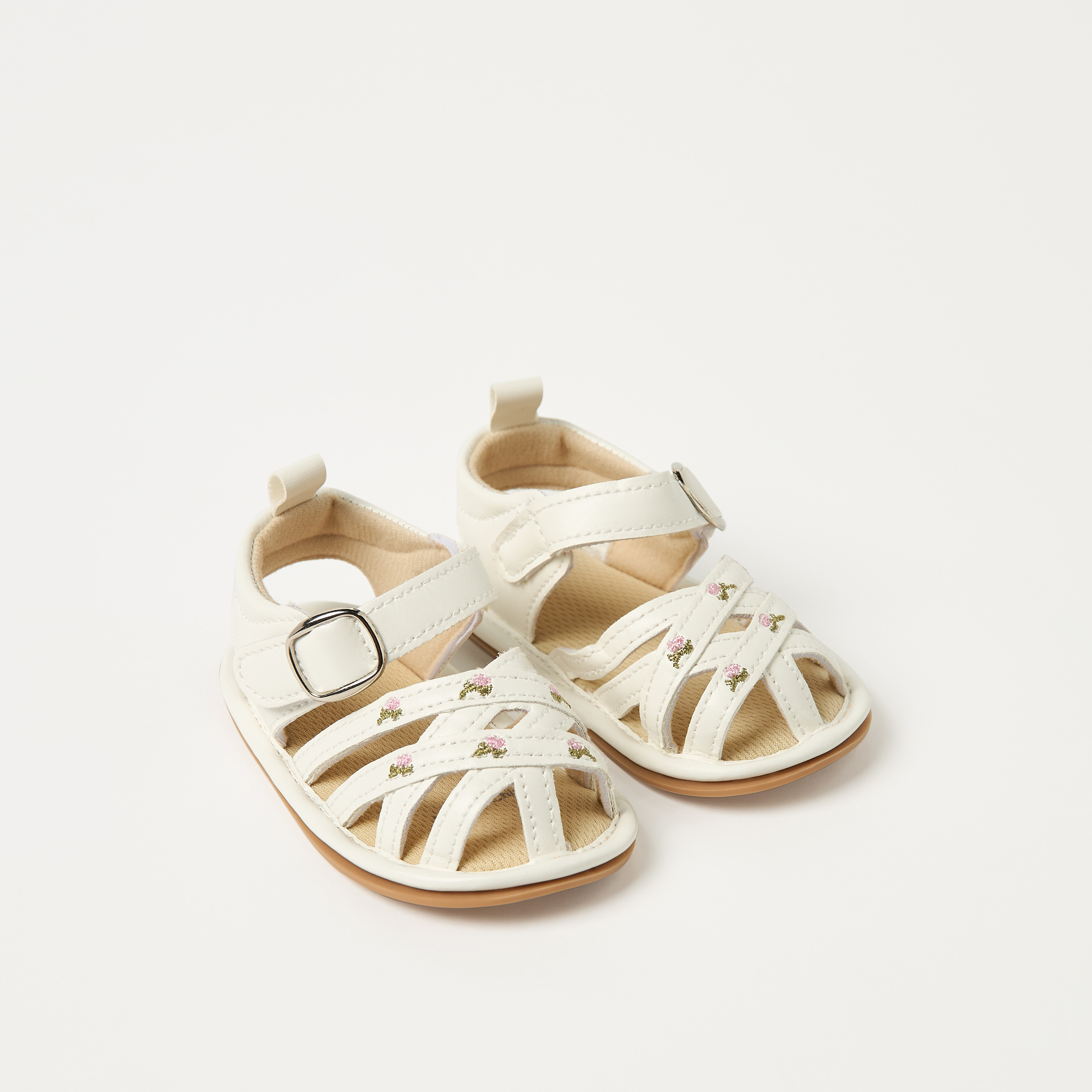 Juniors Floral Embroidered Sandals with Hook and Loop Closure-promo_babyshop_Buy3for10_UAE230426-image-2