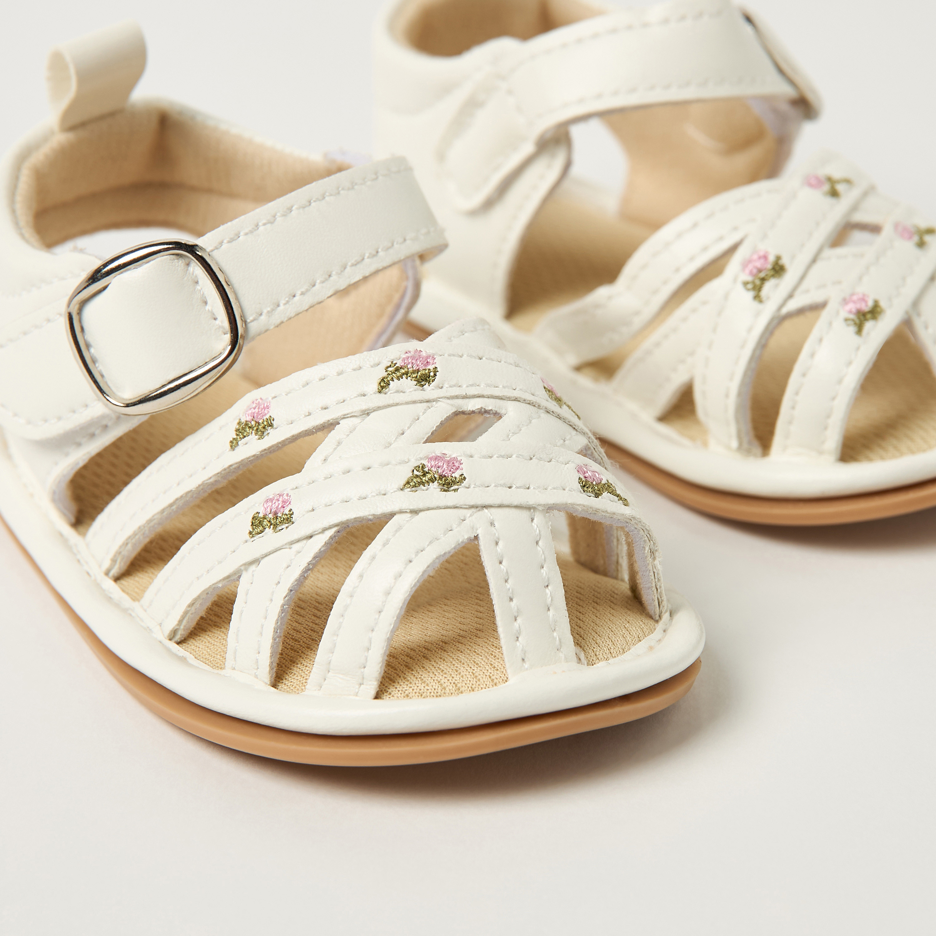 Juniors Floral Embroidered Sandals with Hook and Loop Closure-promo_babyshop_Buy3for10_UAE230426-image-3