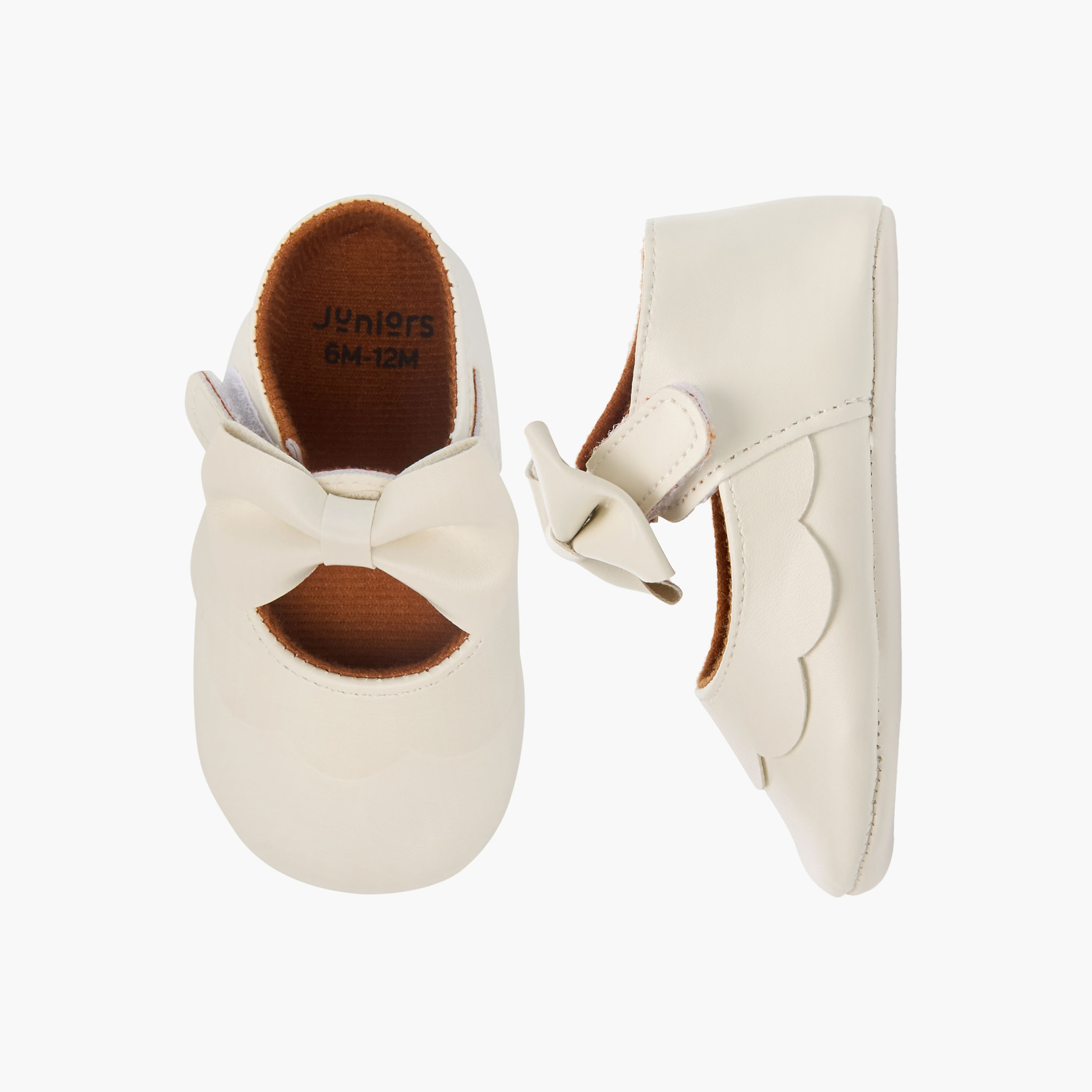 Juniors Bow Accent Booties with Hook and Loop Closure-baby-girls-shoes-closedshoes-image-1