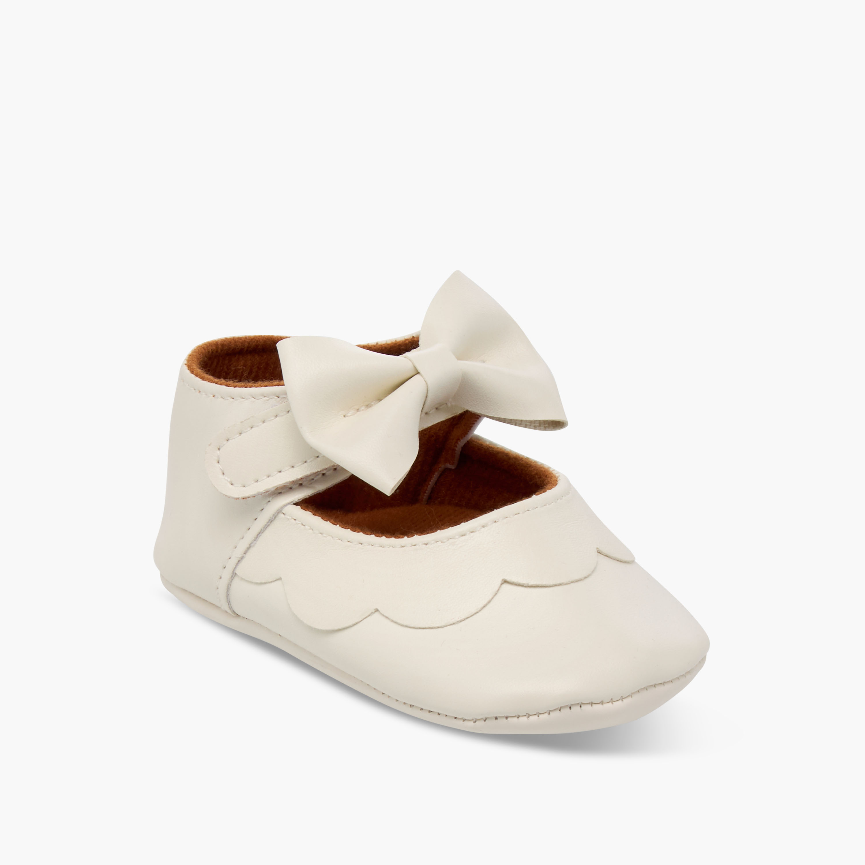 Juniors Bow Accent Booties with Hook and Loop Closure-baby-girls-shoes-closedshoes-image-2