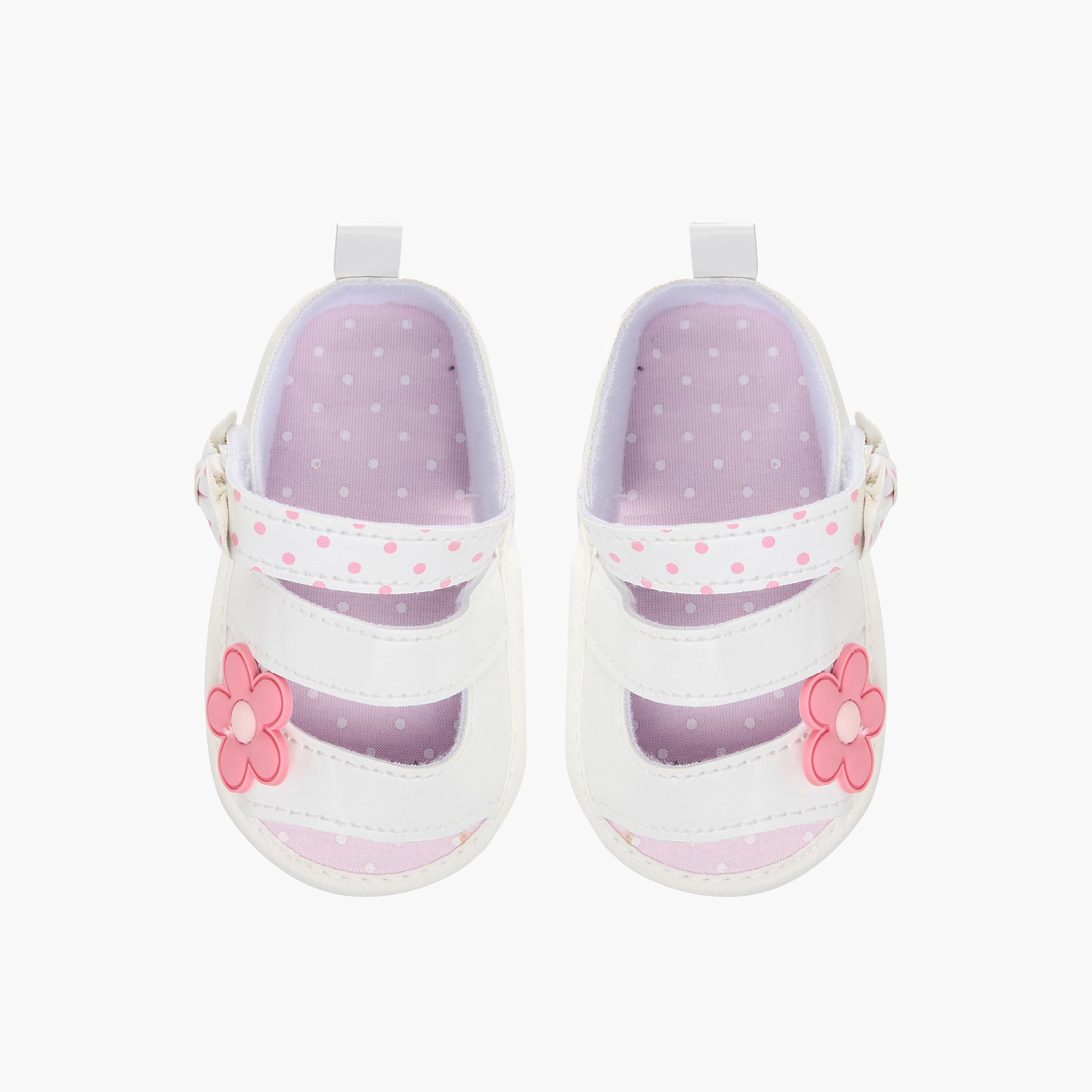 Juniors Floral Applique Booties with Hook and Loop Closure-baby-girls-shoes-closedshoes-image-1