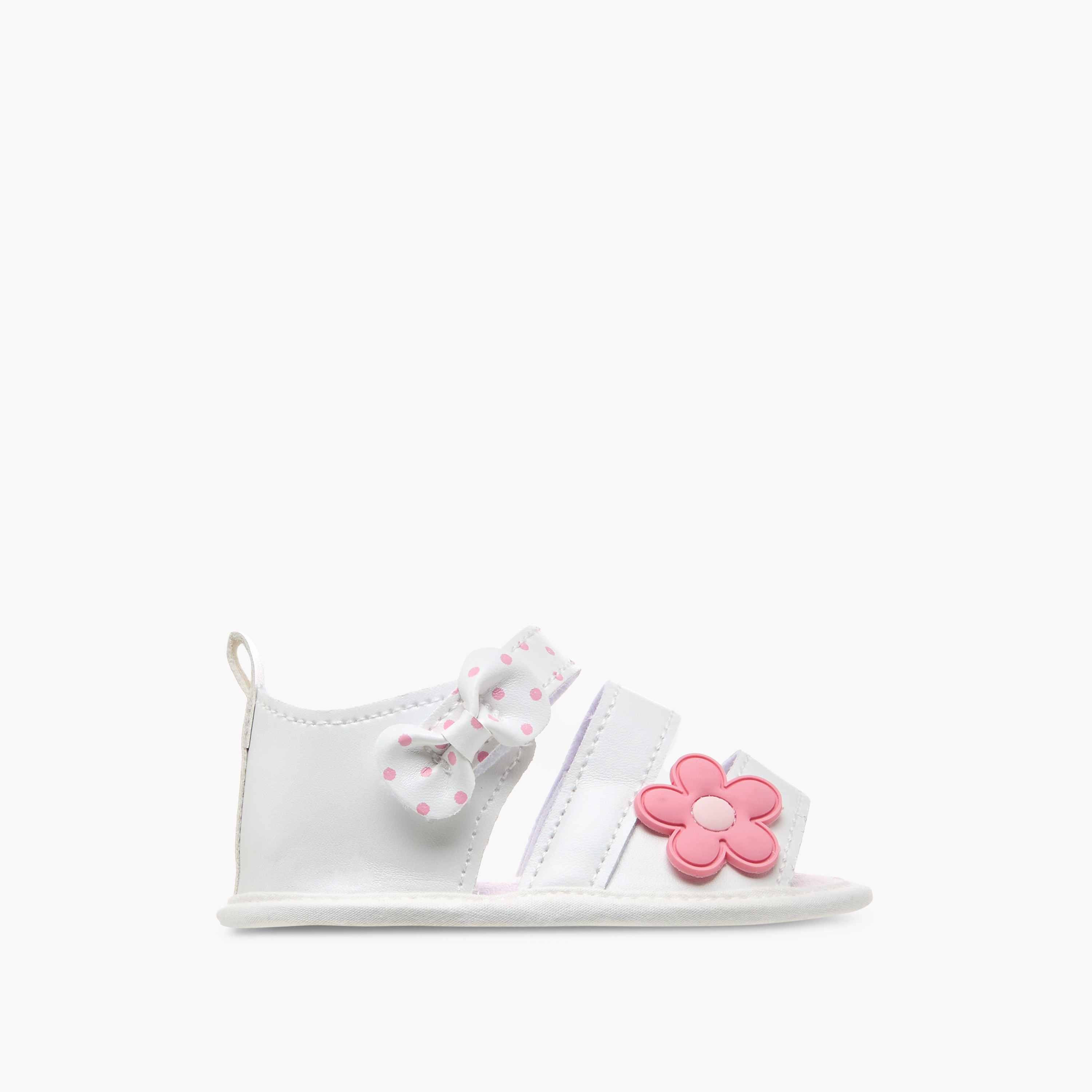 Juniors Floral Applique Booties with Hook and Loop Closure-baby-girls-shoes-closedshoes-image-2
