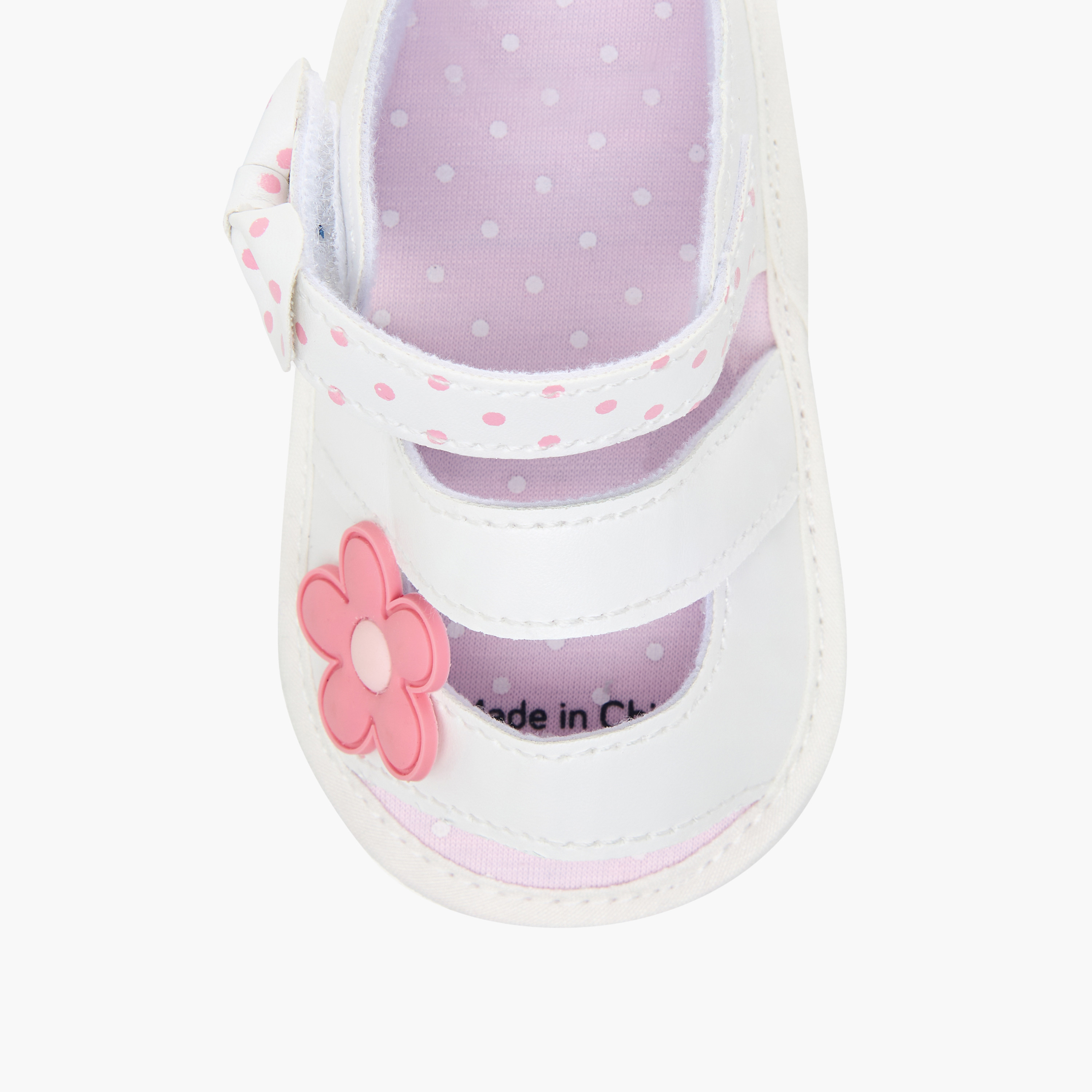 Juniors Floral Applique Booties with Hook and Loop Closure-baby-girls-shoes-closedshoes-image-3