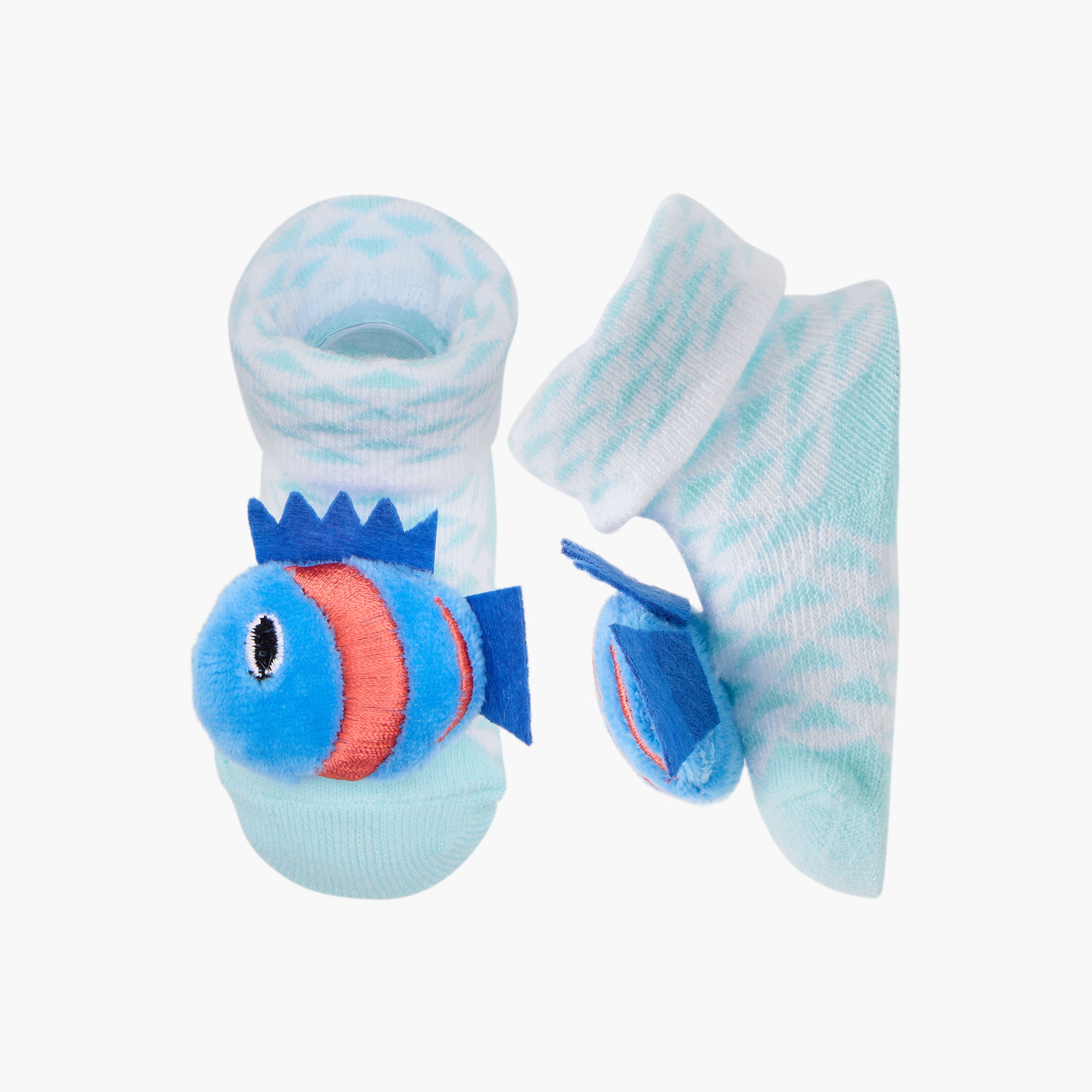 Juniors 3D Fish Applique Slip-On Booties-baby-boys-shoes-booties-image-1