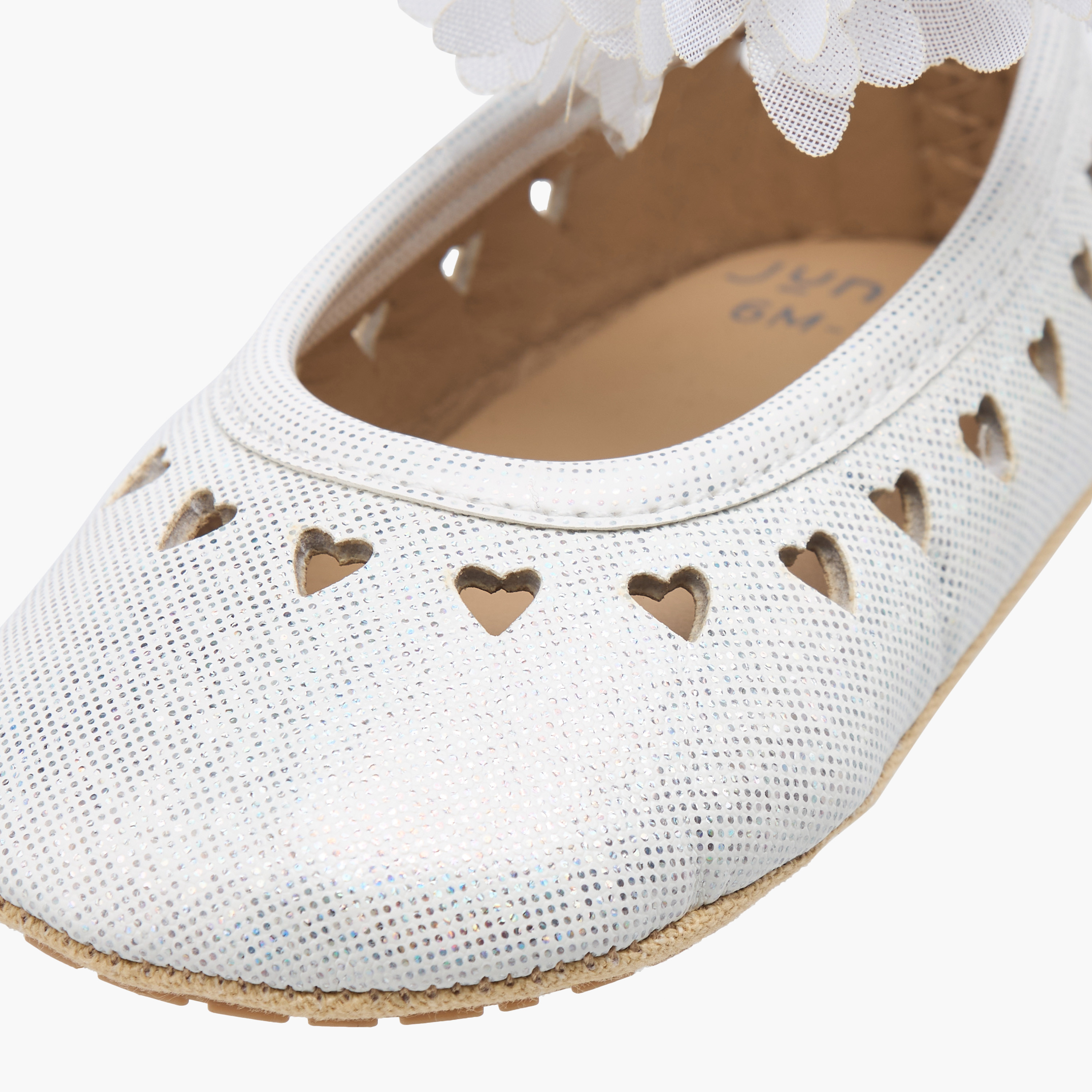 Juniors Glitter Heart Cut-Out Detail Booties with Flower Applique-baby-girls-shoes-booties-image-4