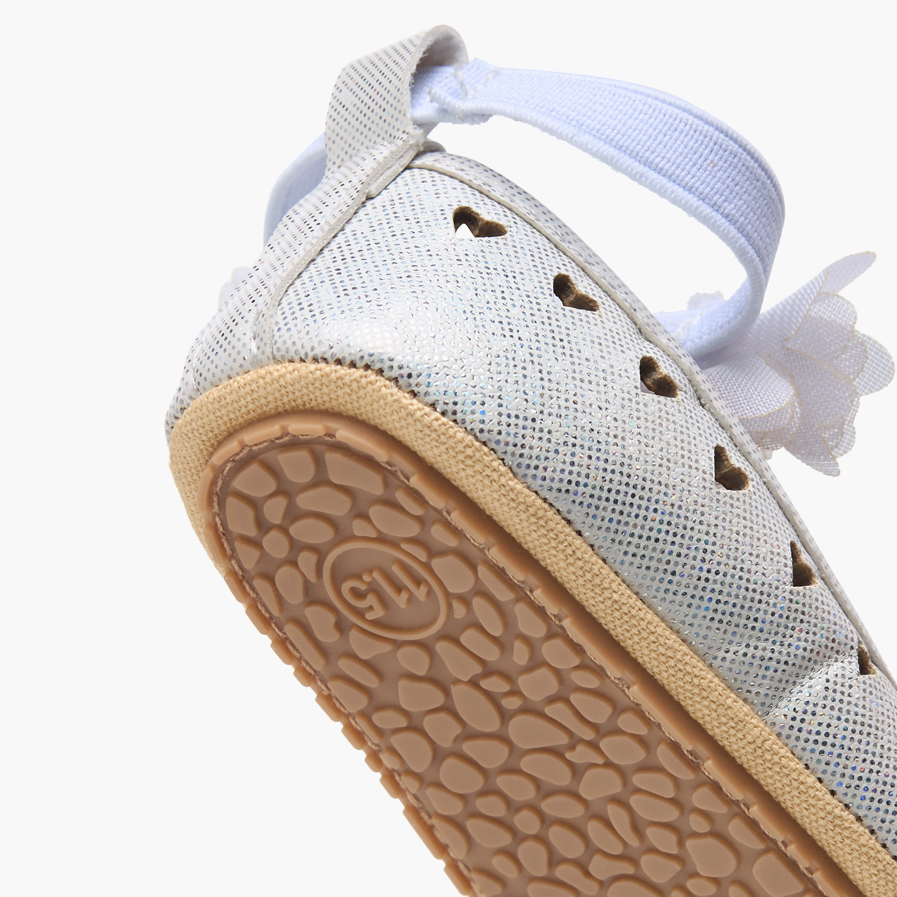 Juniors Glitter Heart Cut-Out Detail Booties with Flower Applique-baby-girls-shoes-booties-image-5