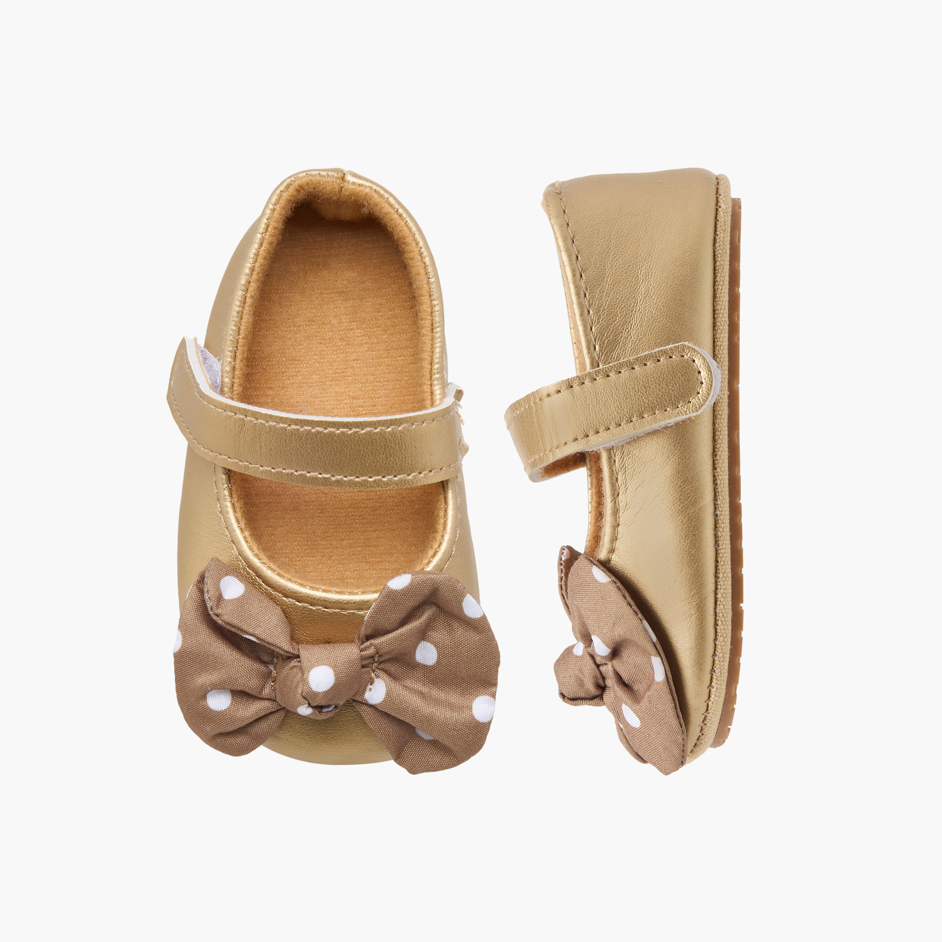 Juniors Polka Dot Bow Applique Booties-baby-girls-shoes-closedshoes-image-1