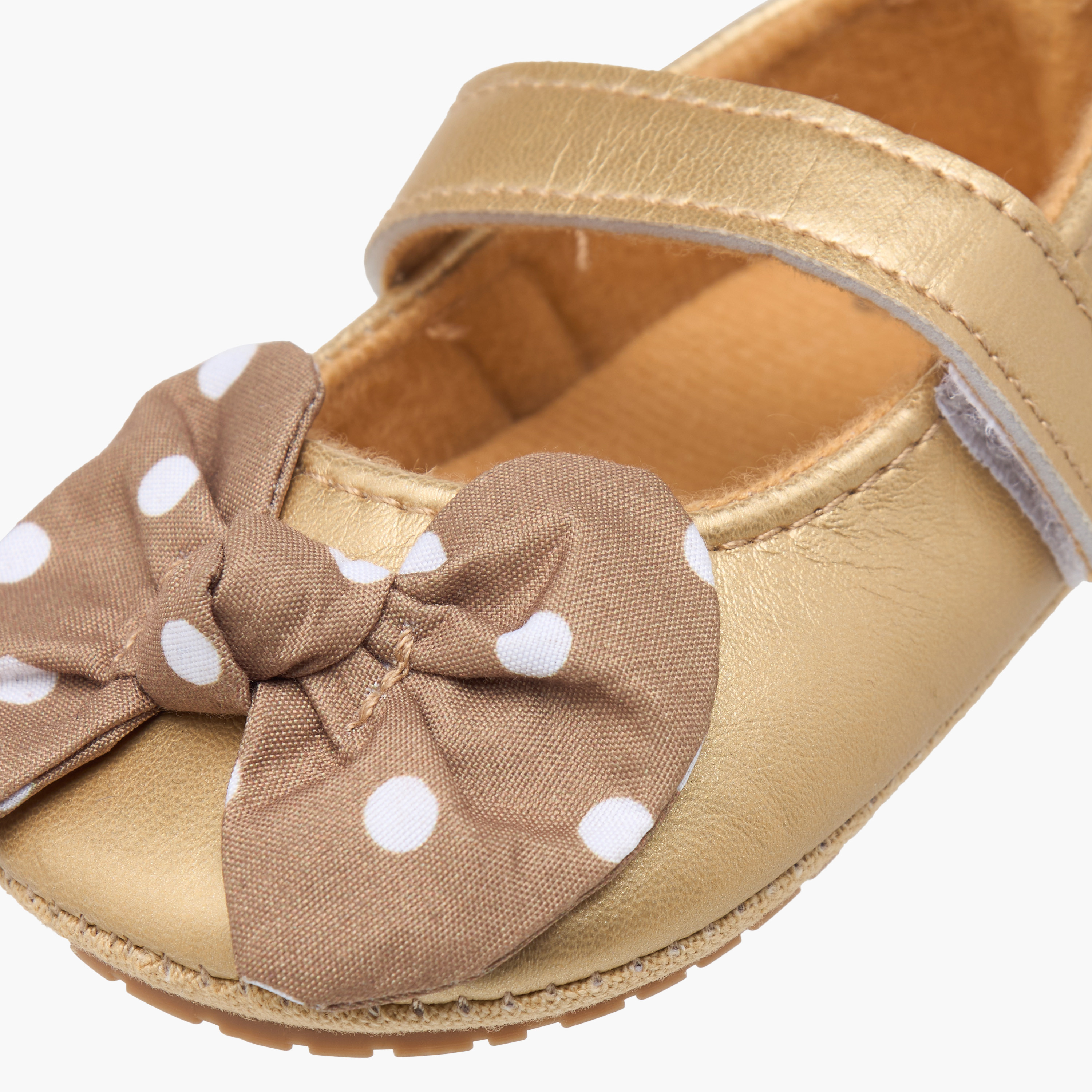 Juniors Polka Dot Bow Applique Booties-baby-girls-shoes-closedshoes-image-4