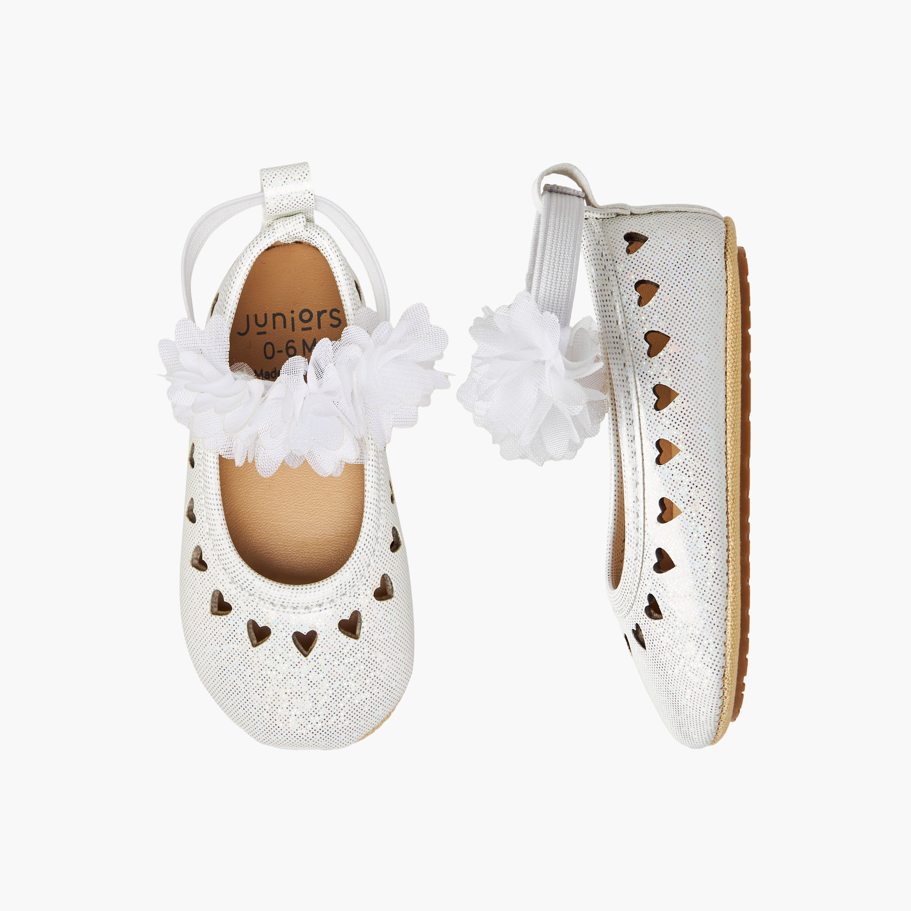 Juniors Booties with Elastic Strap, Floral Accent-baby-girls-shoes-closedshoes-image-1