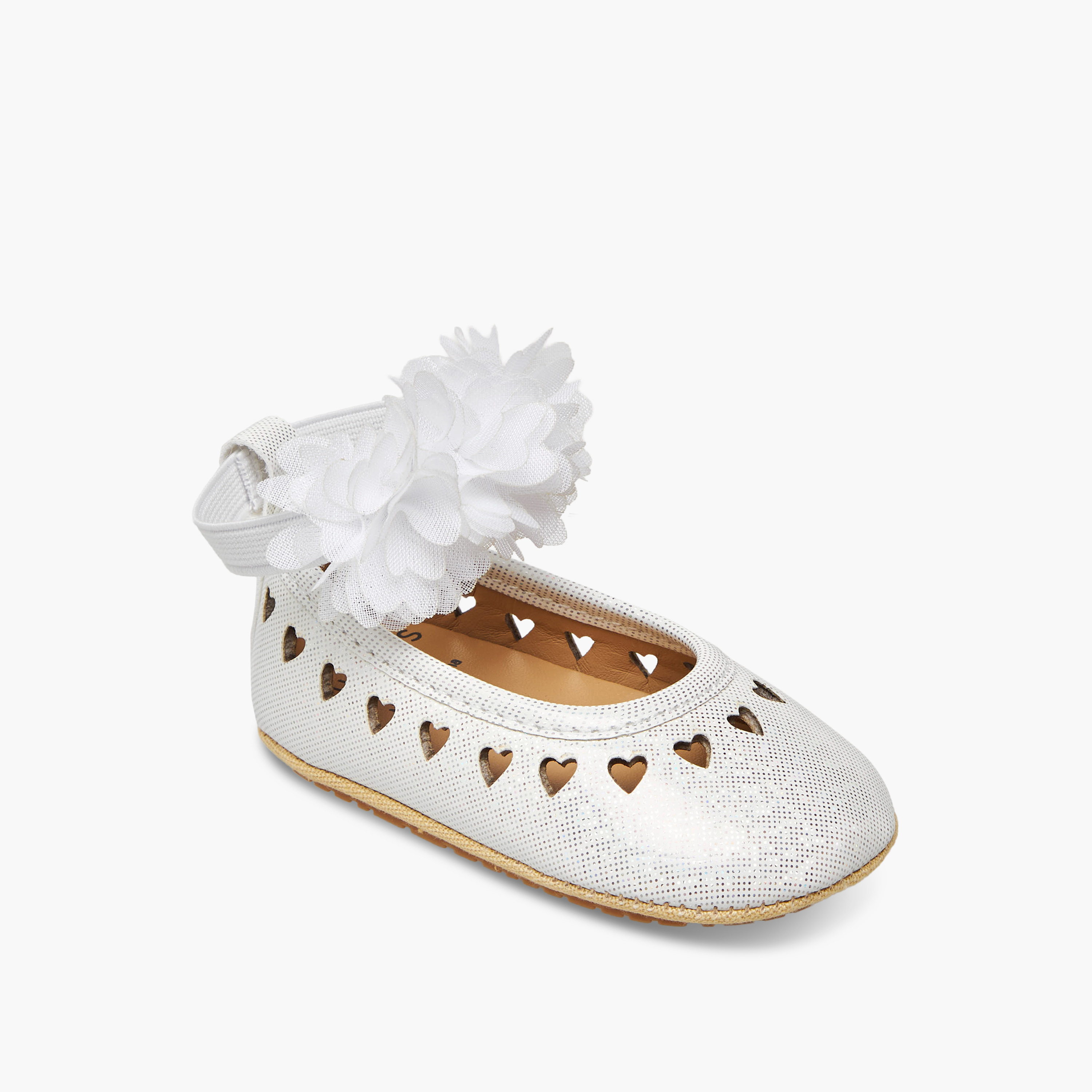 Juniors Booties with Elastic Strap, Floral Accent-baby-girls-shoes-closedshoes-image-2