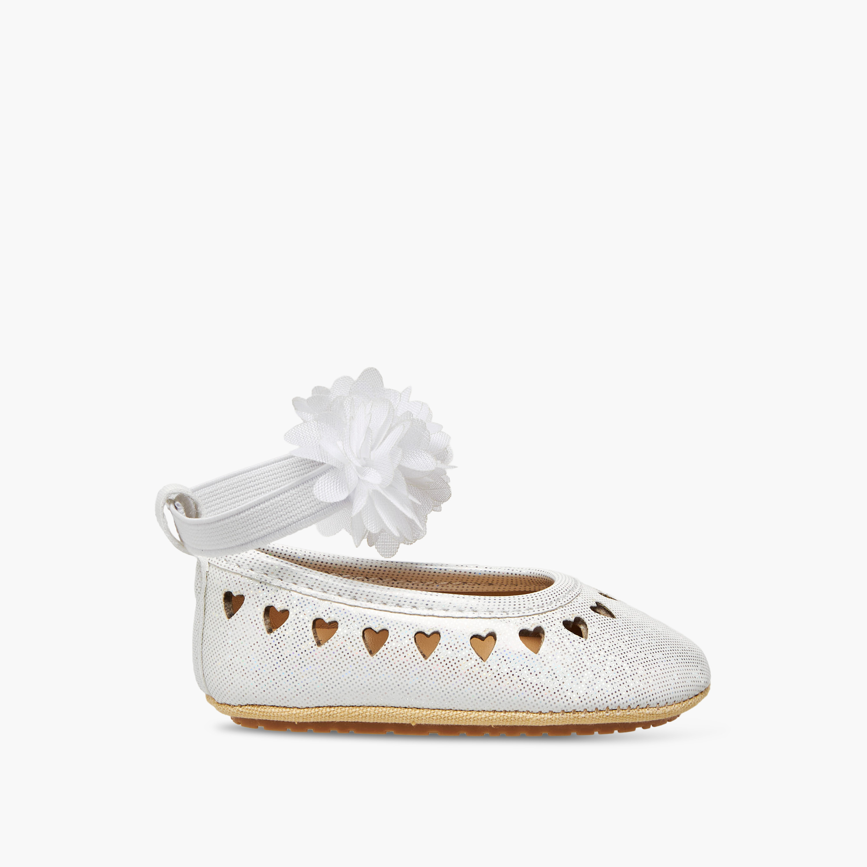 Juniors Booties with Elastic Strap, Floral Accent-baby-girls-shoes-closedshoes-image-3