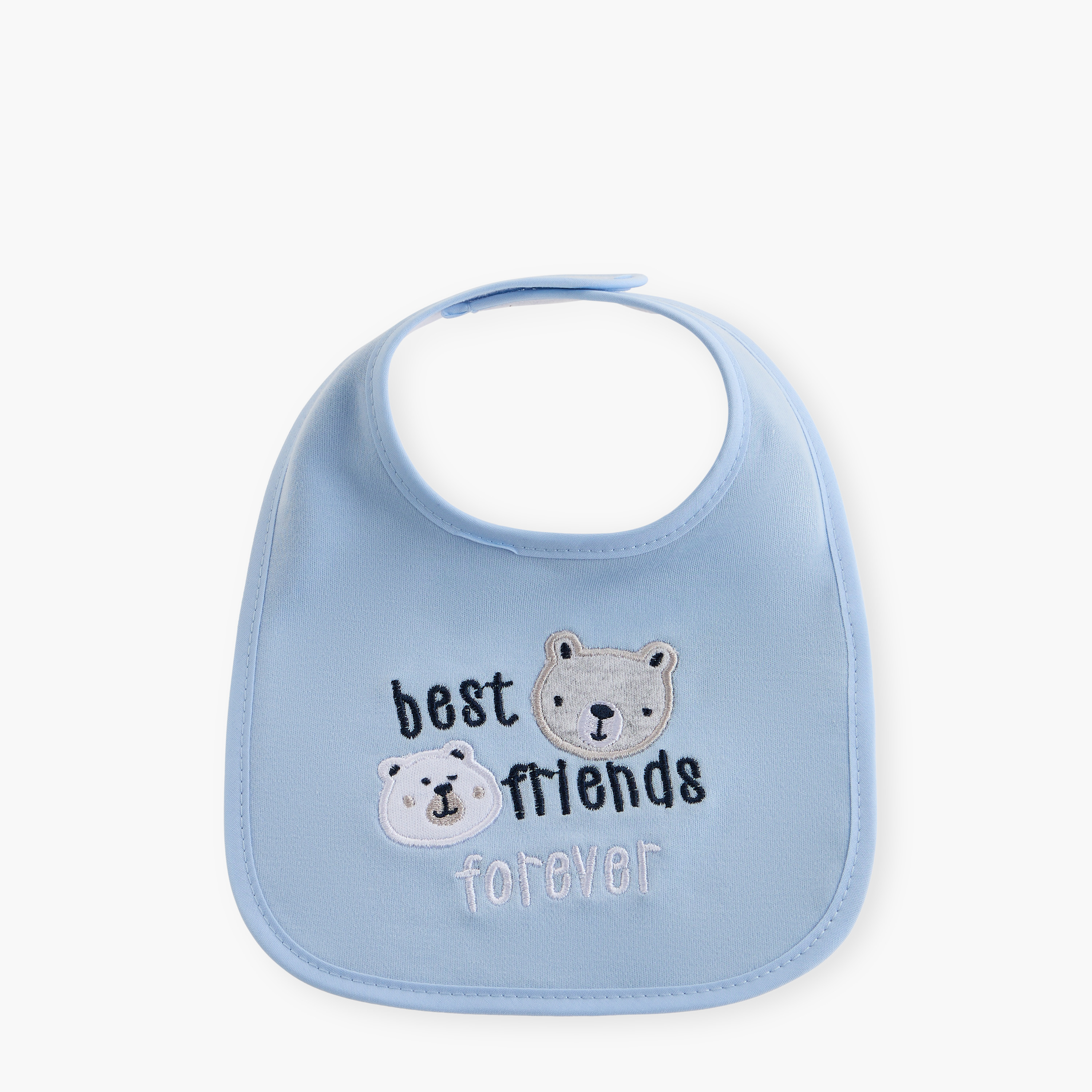 Juniors Bear Print Bib with Hook and Loop Closure - Set of 3-baby-feeding-bibs-image-4