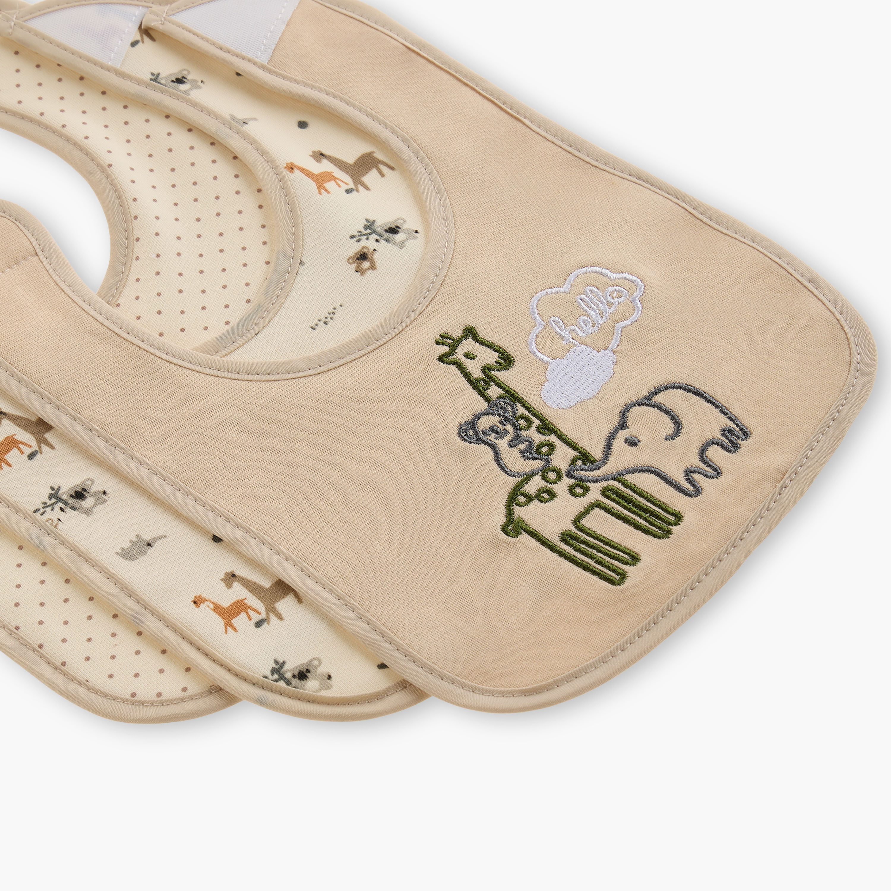 Juniors Animal Print Bib with Hook and Loop Closure - Set of 3-baby-feeding-bibs-image-5