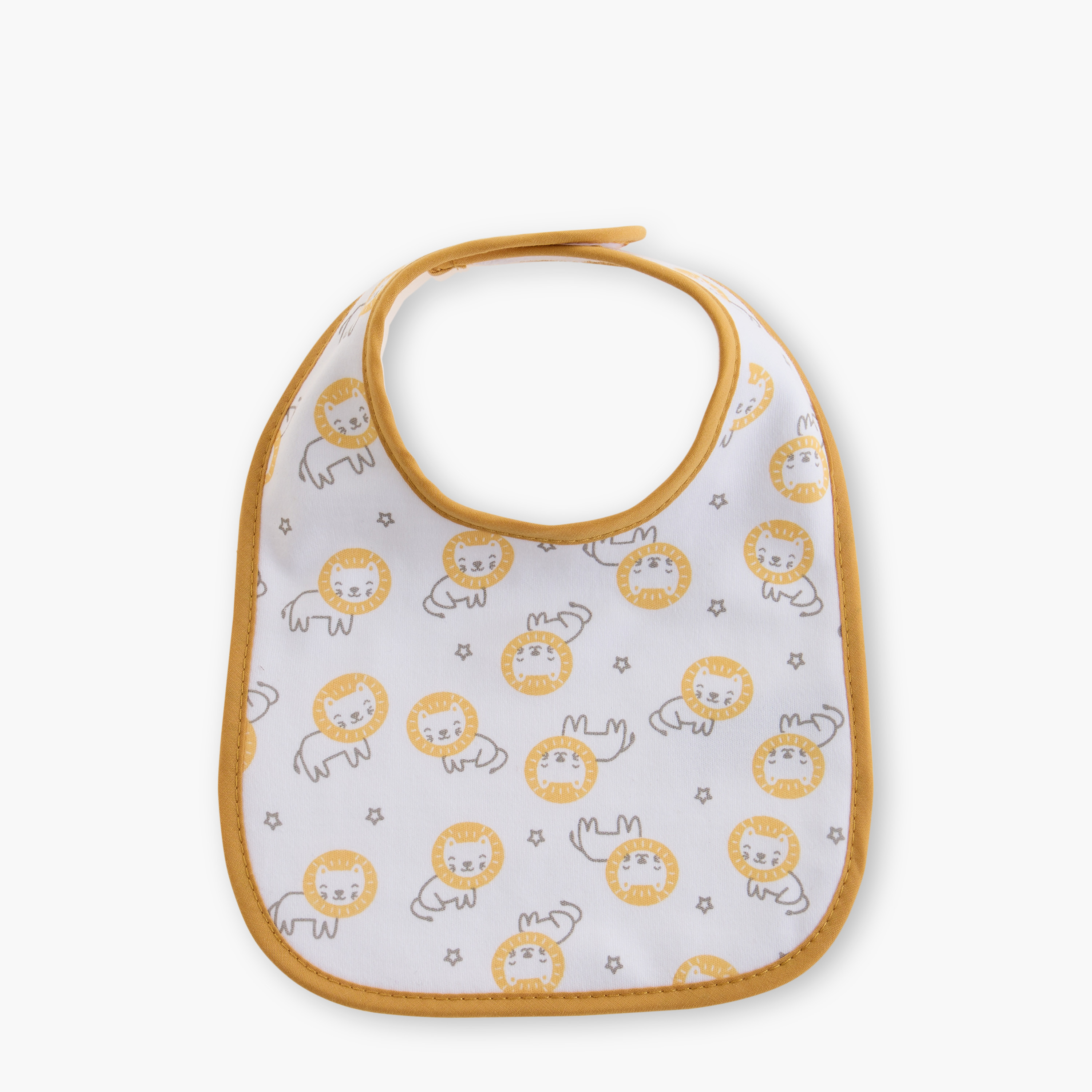 Juniors Lion Print Bib with Hook and Loop Closure - Set of 3-baby-feeding-bibs-image-4