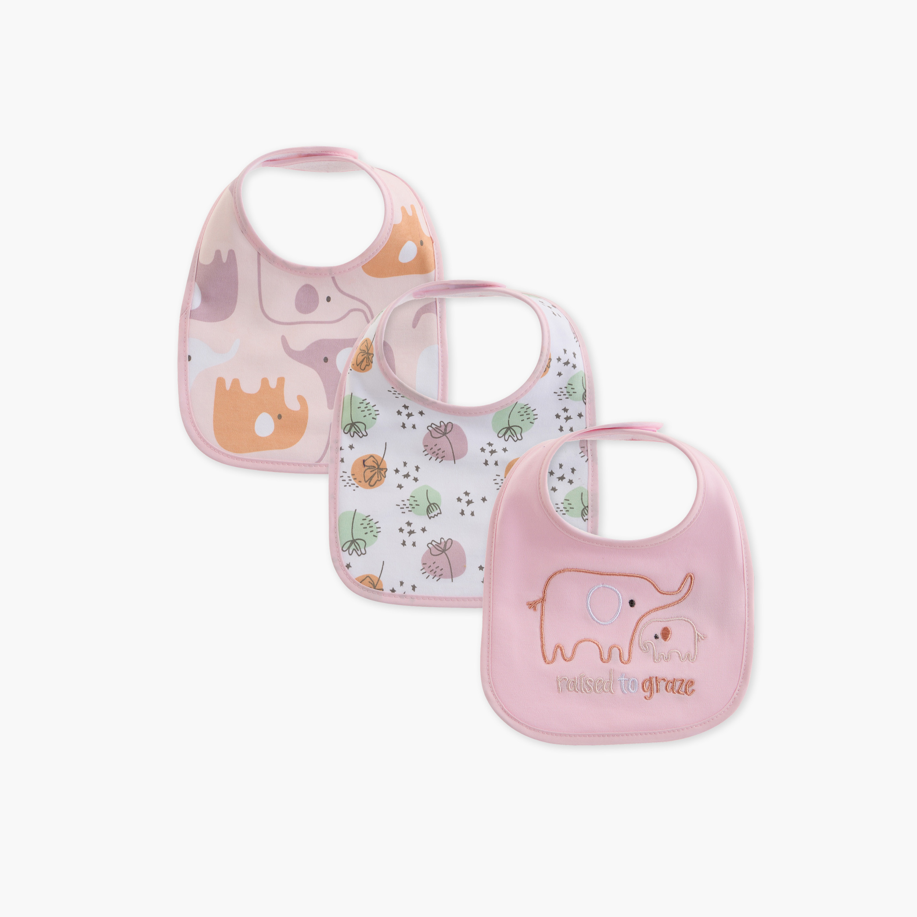 مريلة بطبعات وشريط إغلاق لاصق من جونيورز - طقم من 3 قطع-baby-feeding-bibs-image-1