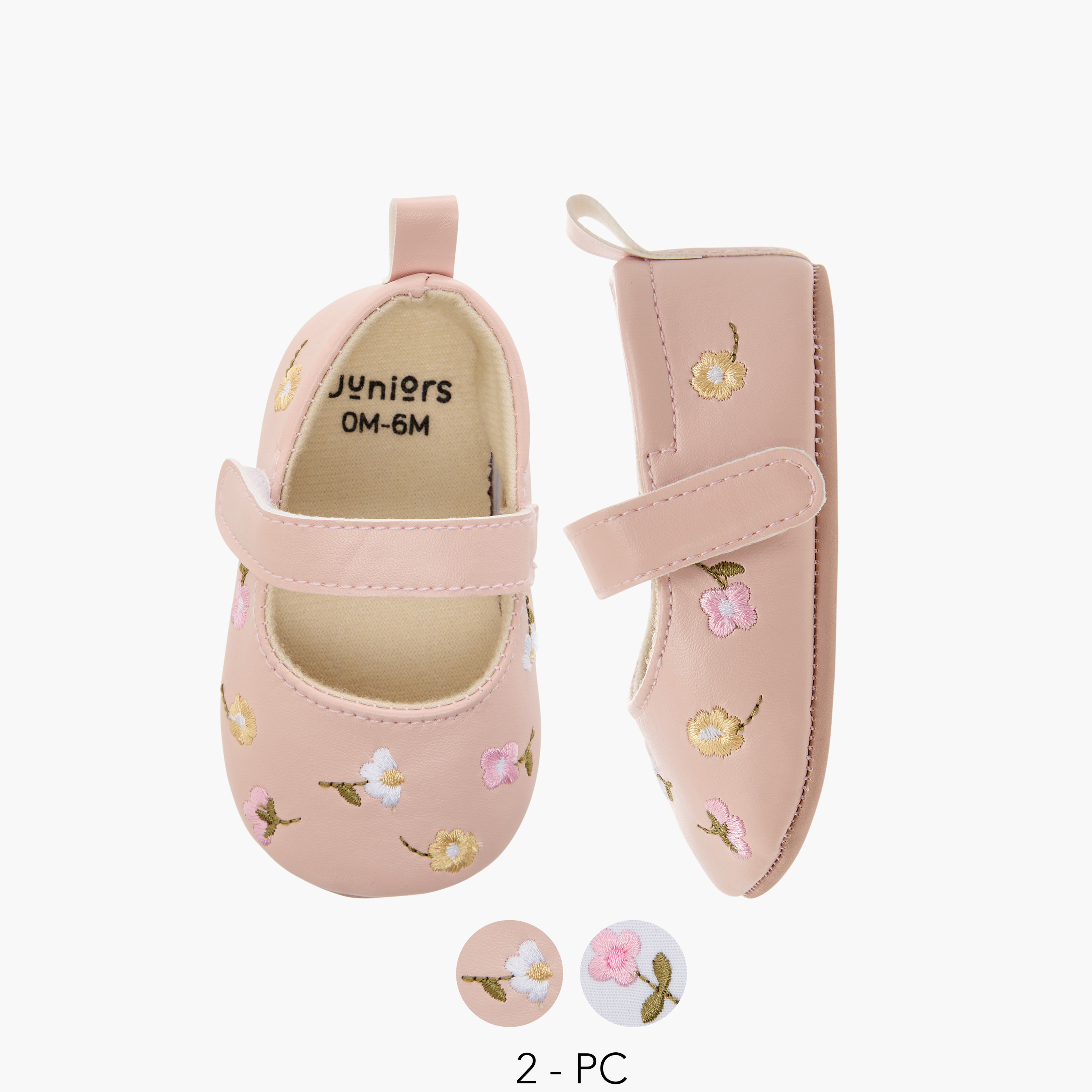 مجموعة أبوات بتطريز أزهار قطعتين من جونيورز-baby-girls-shoes-booties-image-7