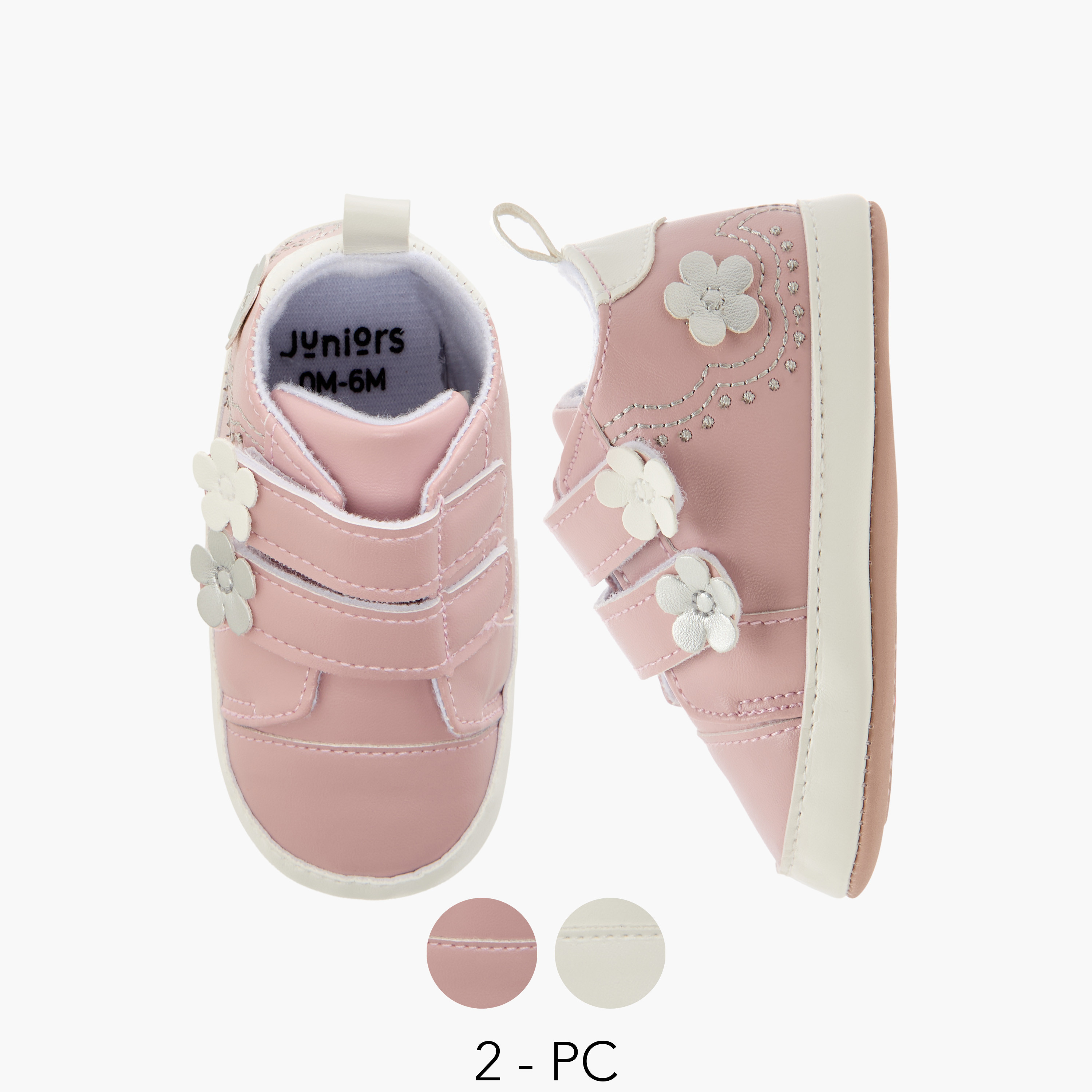 Juniors Floral Applique Booties with Hook and Loop Closure-baby-girls-shoes-booties-image-1