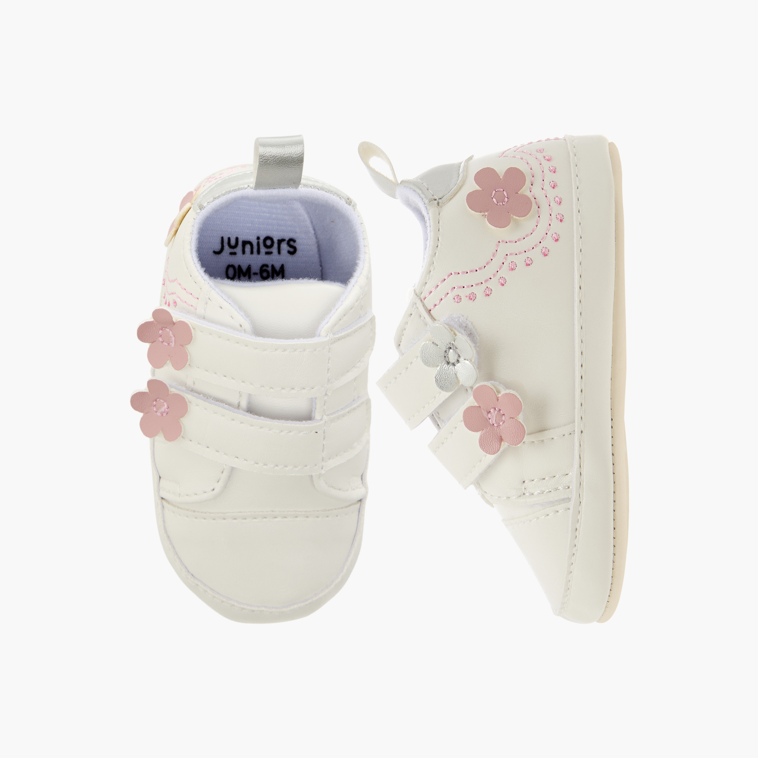 Juniors Floral Applique Booties with Hook and Loop Closure-baby-girls-shoes-booties-image-2