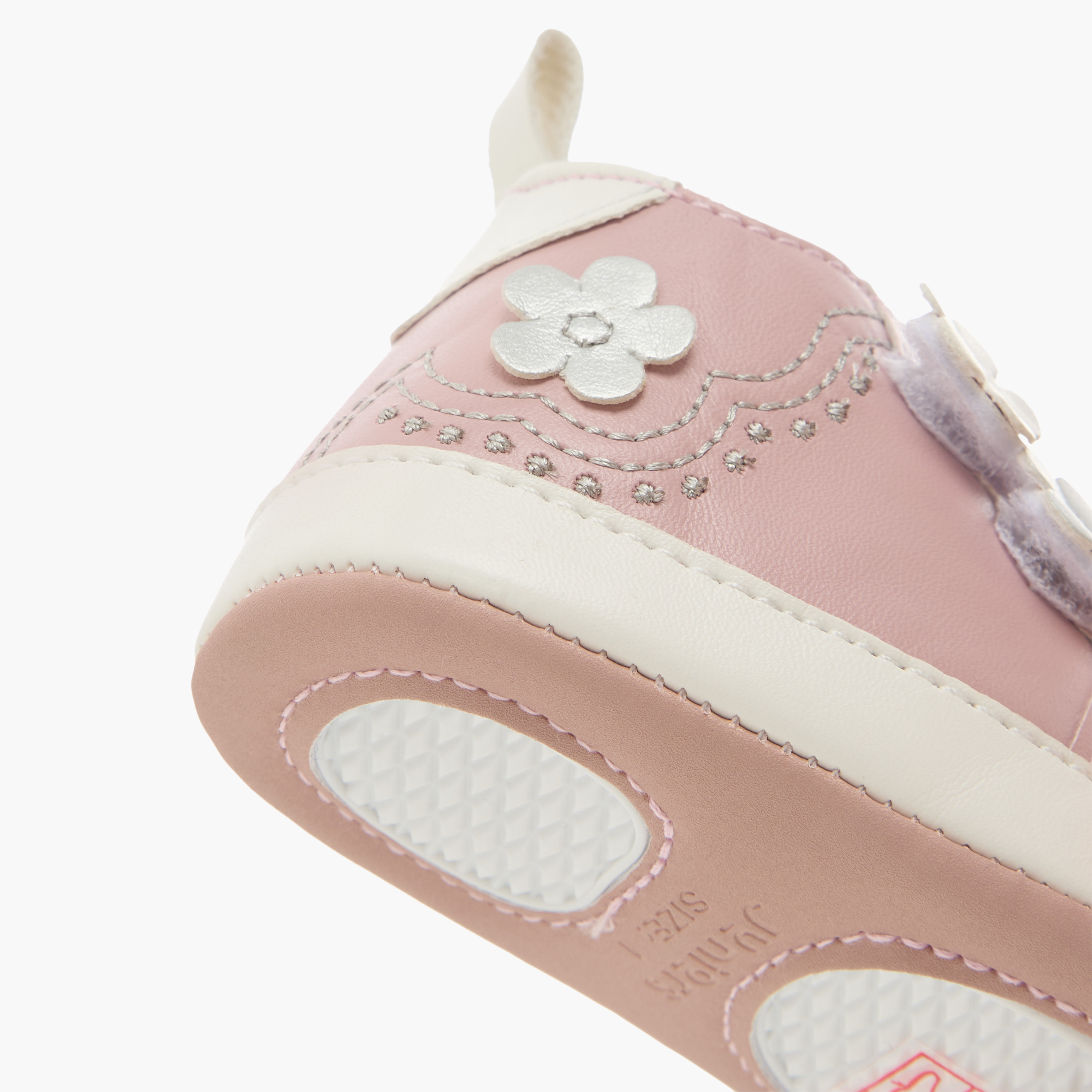 Juniors Floral Applique Booties with Hook and Loop Closure-baby-girls-shoes-booties-image-6