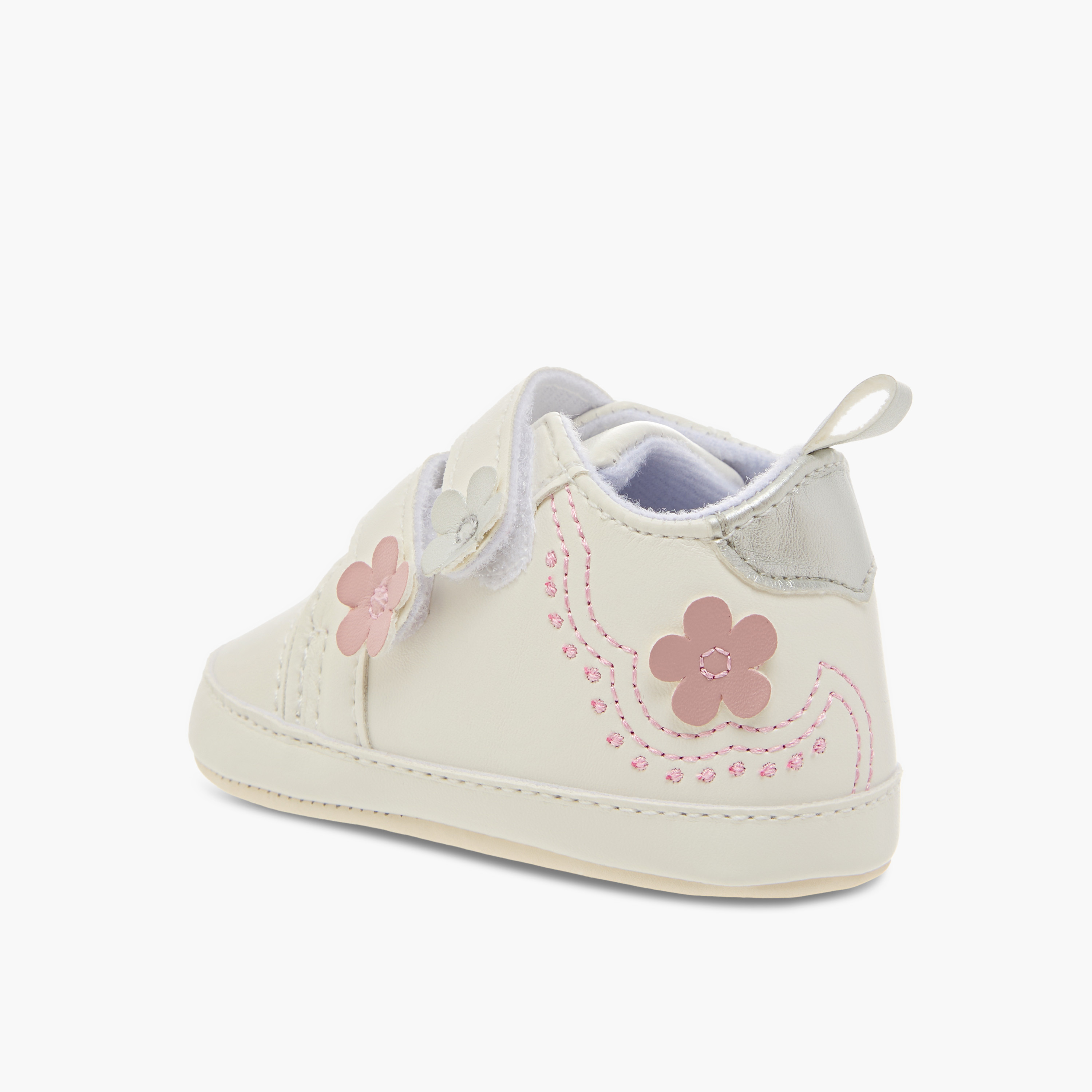 Juniors Floral Applique Booties with Hook and Loop Closure-baby-girls-shoes-booties-image-7