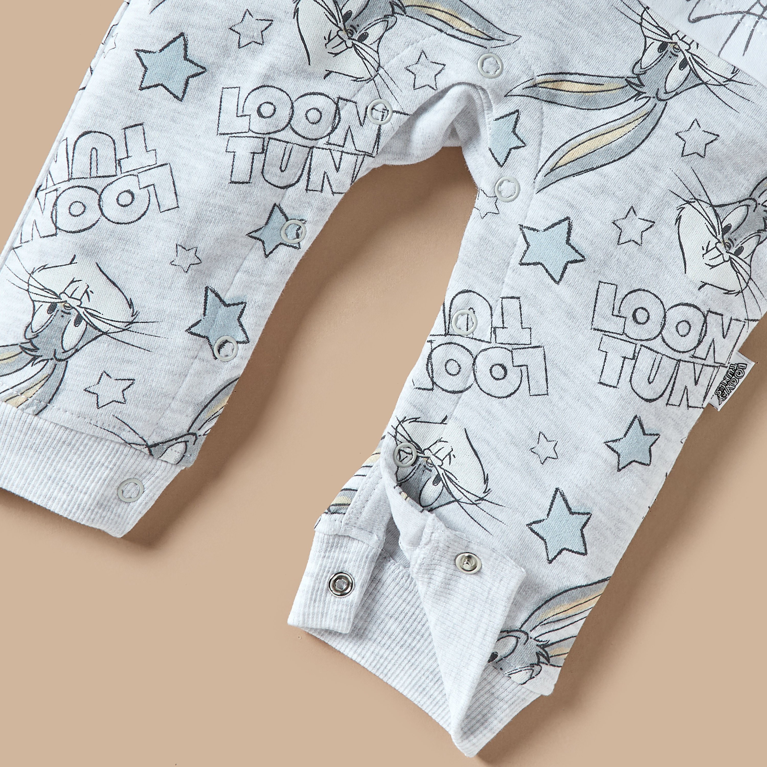 Looney Tunes Print Open Feet Sleepsuit with Long Sleeves-baby-boys-clothing-nightwear-sleepsuits-image-2