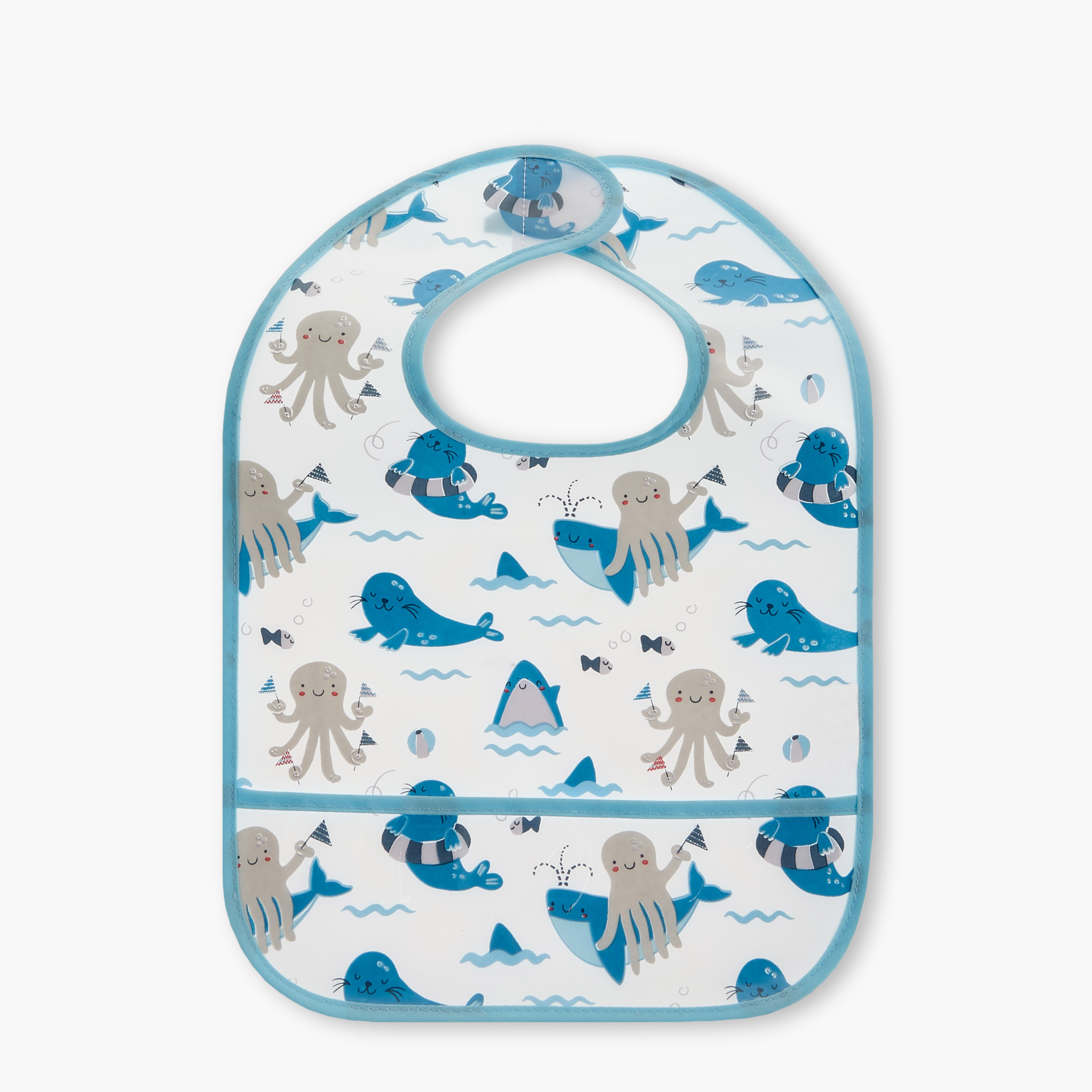 Juniors Graphic Print Bib with Hook and Loop Closure - Set of 5-baby-feeding-bibs-image-2