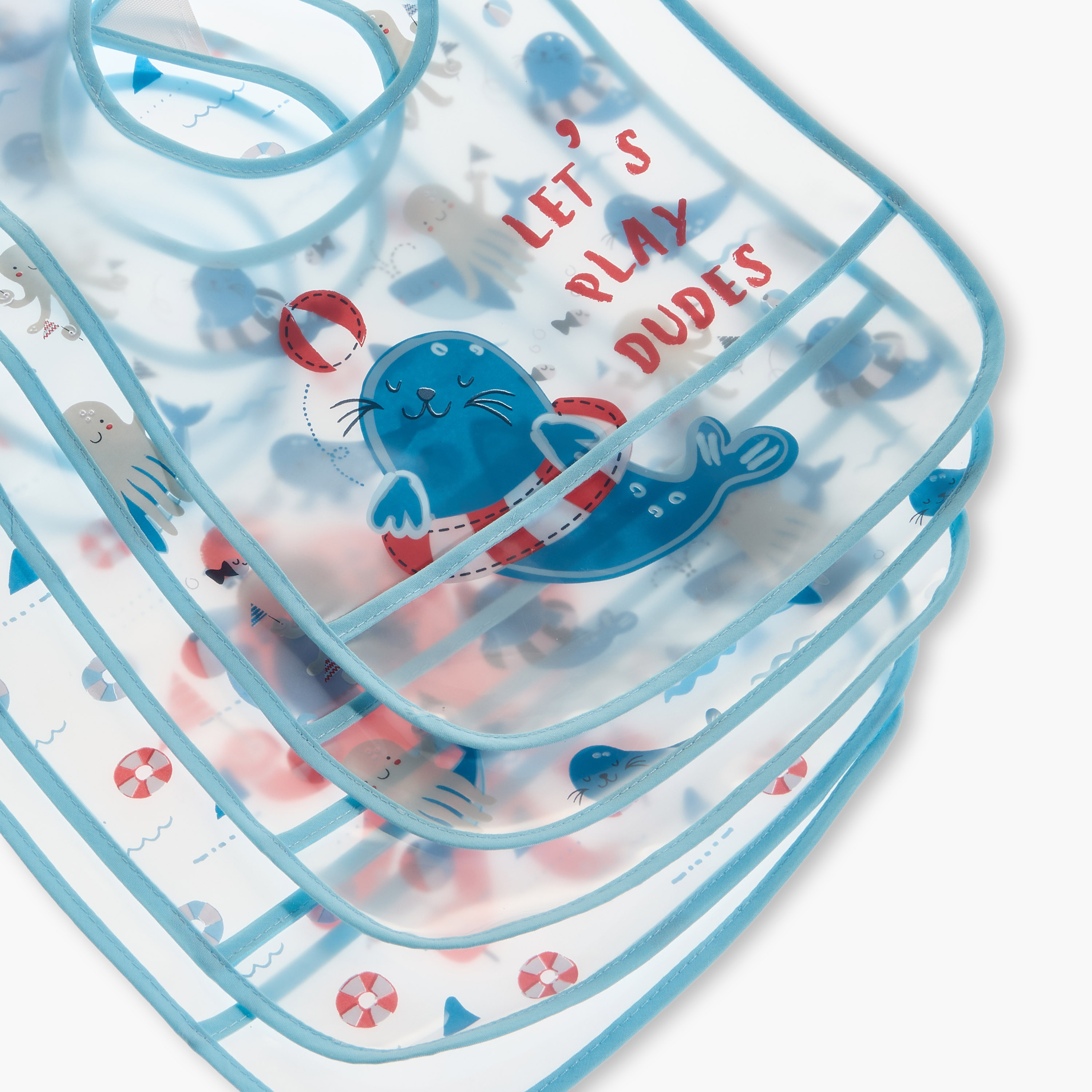 Juniors Graphic Print Bib with Hook and Loop Closure - Set of 5-baby-feeding-bibs-image-7