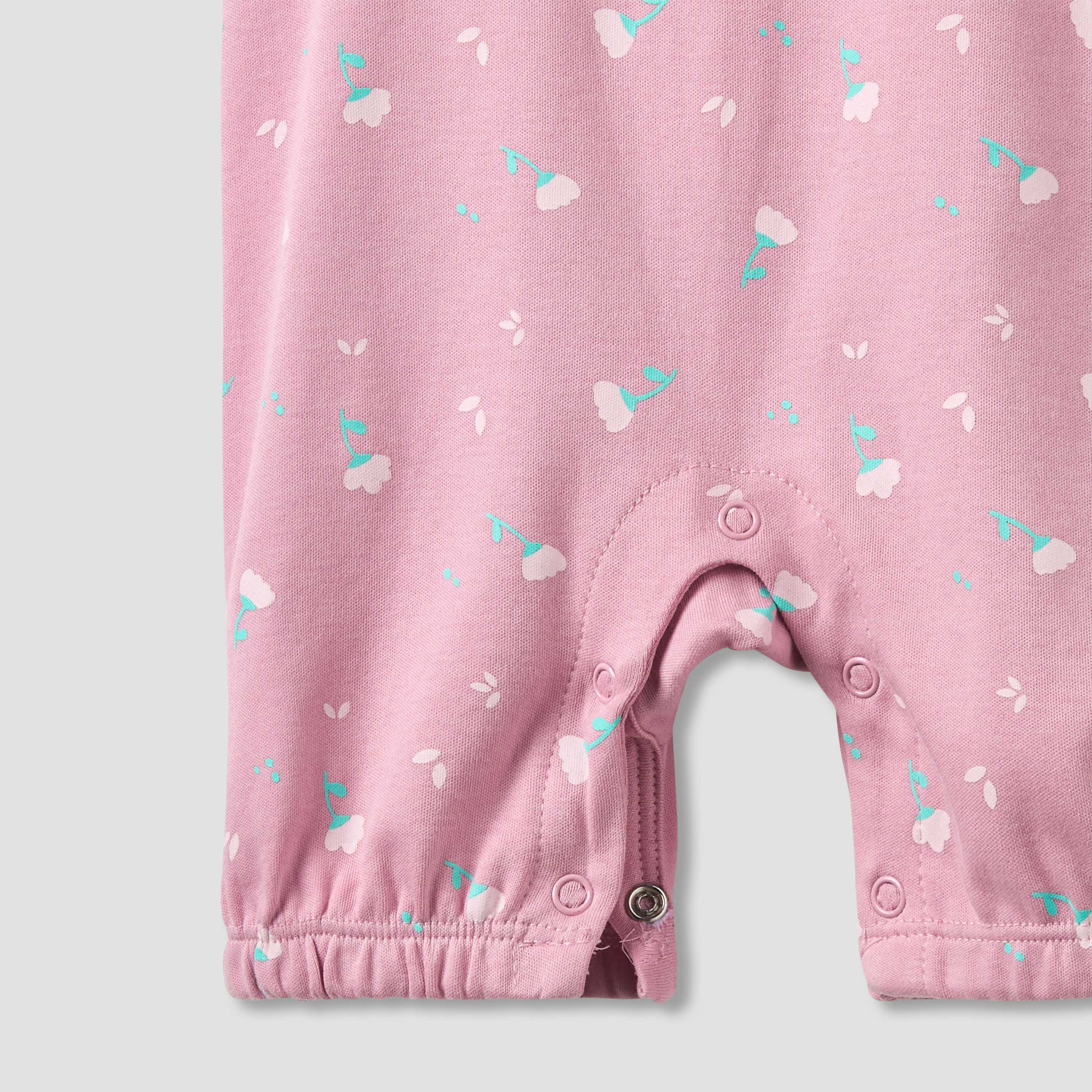 Juniors Crew Neck Short Sleeve T-shirt and Dungaree Set with Floral Print-baby-girls-clothing-rompers-image-6