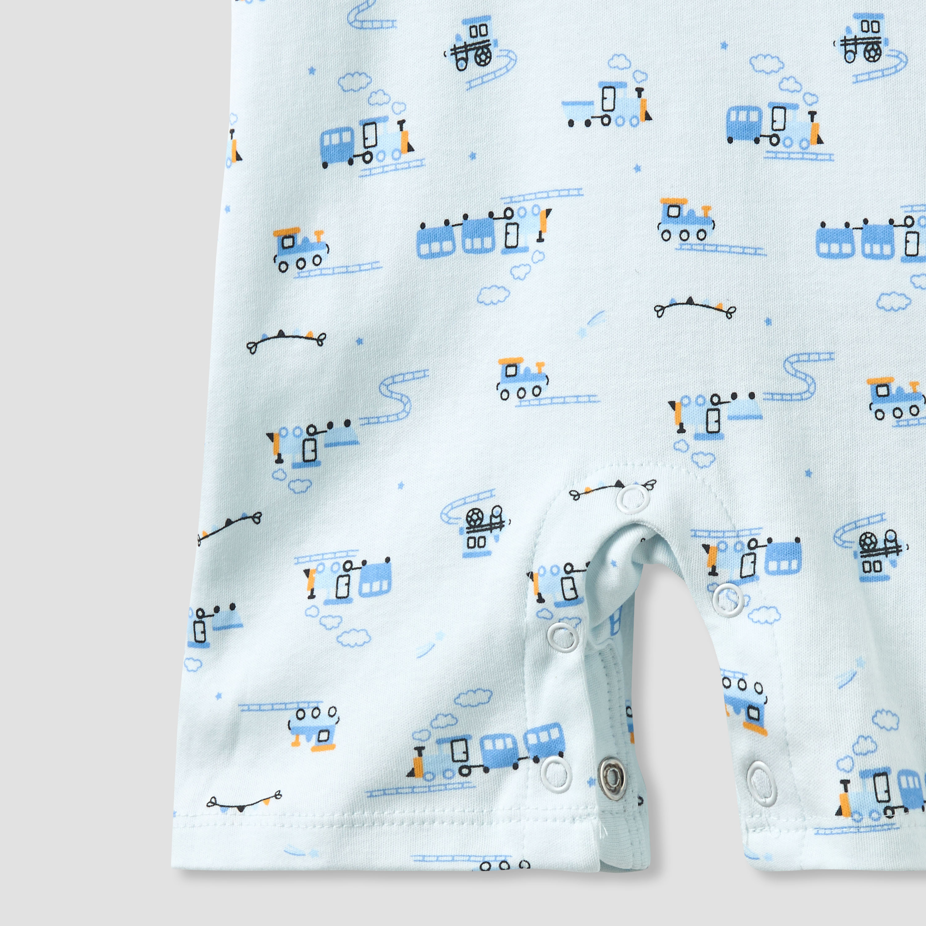 Juniors Crew Neck Short Sleeve T-shirt and Dungaree Set with Train Print-baby-boys-clothing-rompers-image-6