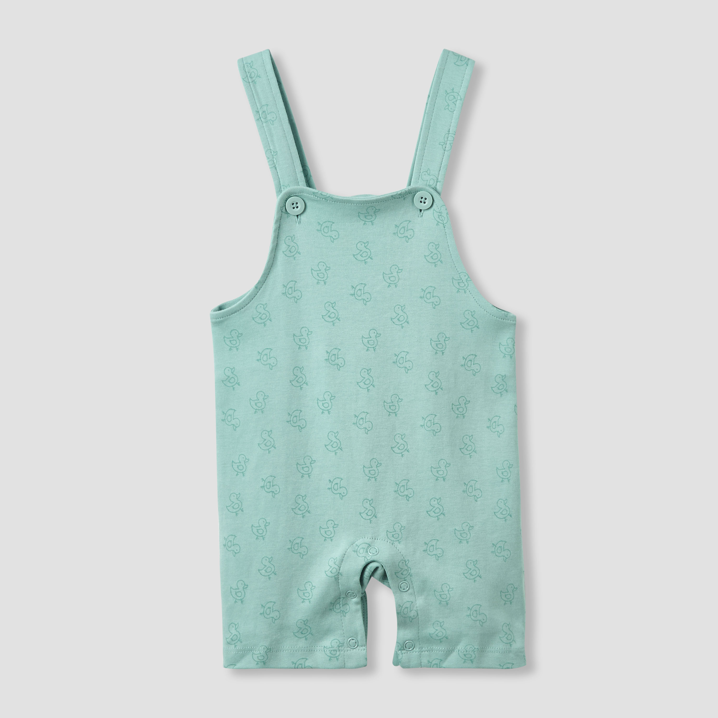 Juniors Round Neck Short Sleeve T-shirt and Dungaree Set with Duck Print-baby-boys-clothing-rompers-image-4