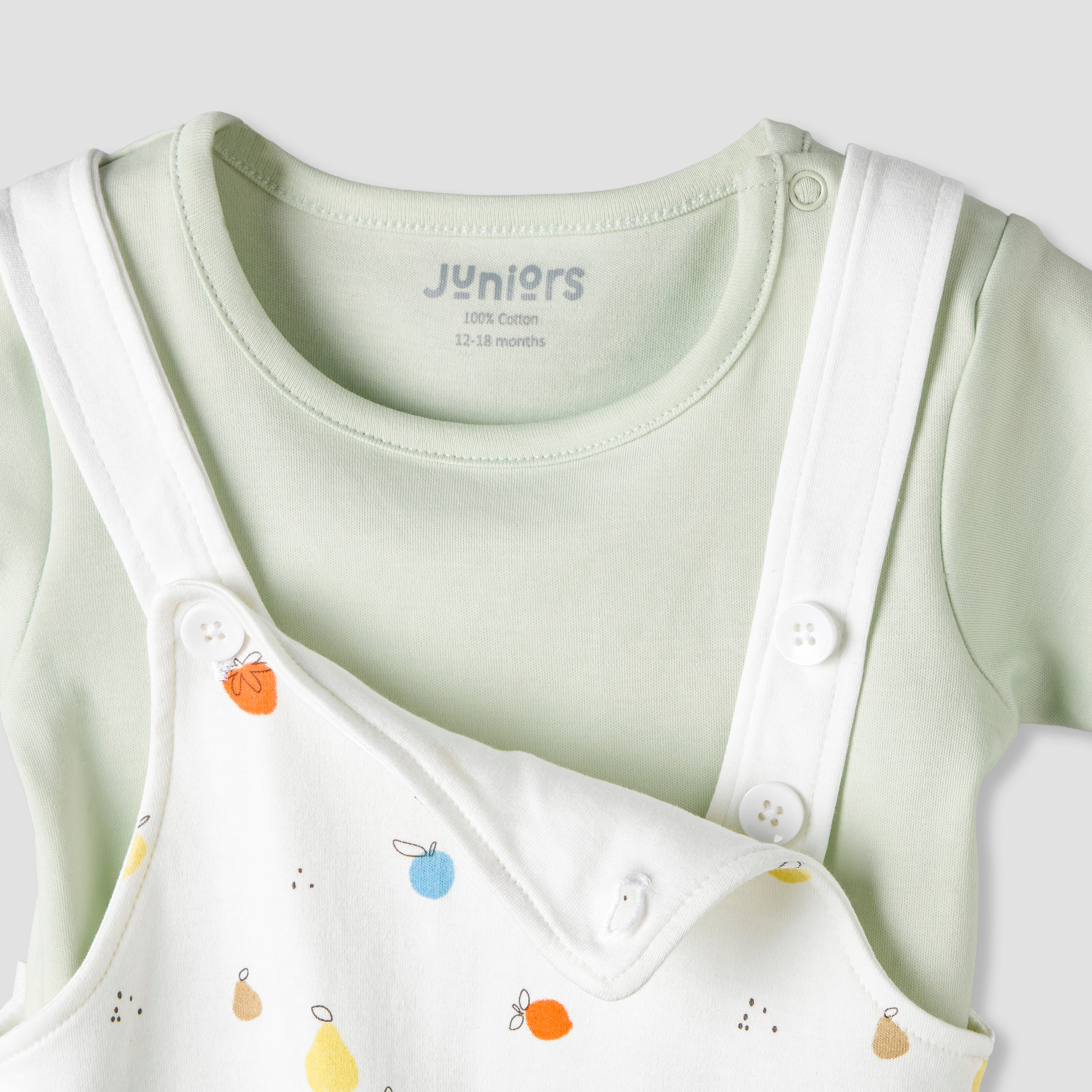 Juniors Short Sleeves T-shirt and Dungaree Set with Fruit Print-baby-boys-clothing-rompers-image-7