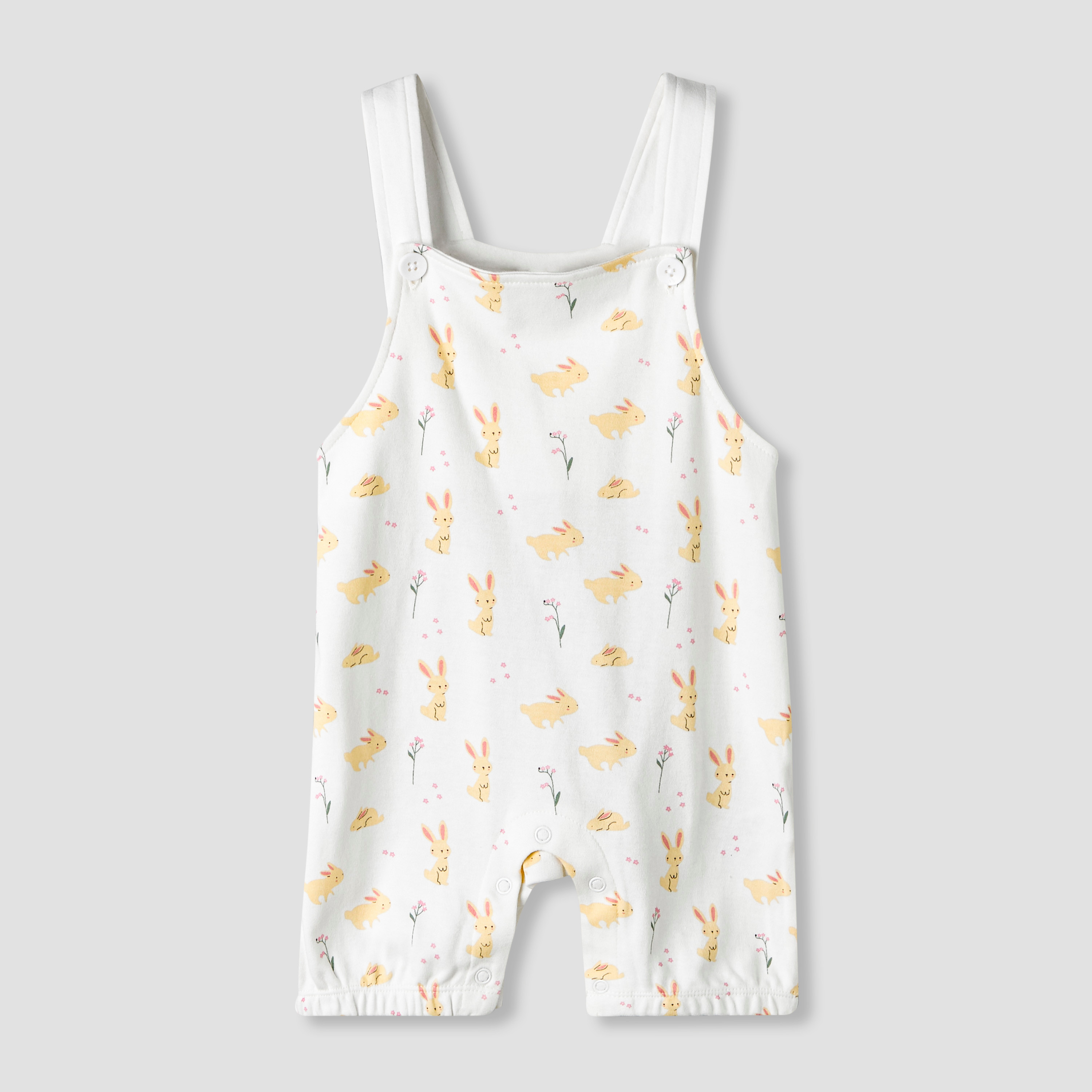 Juniors Short Sleeves T-shirt and Dungaree Set with Bunny Print-baby-girls-clothing-rompers-image-4