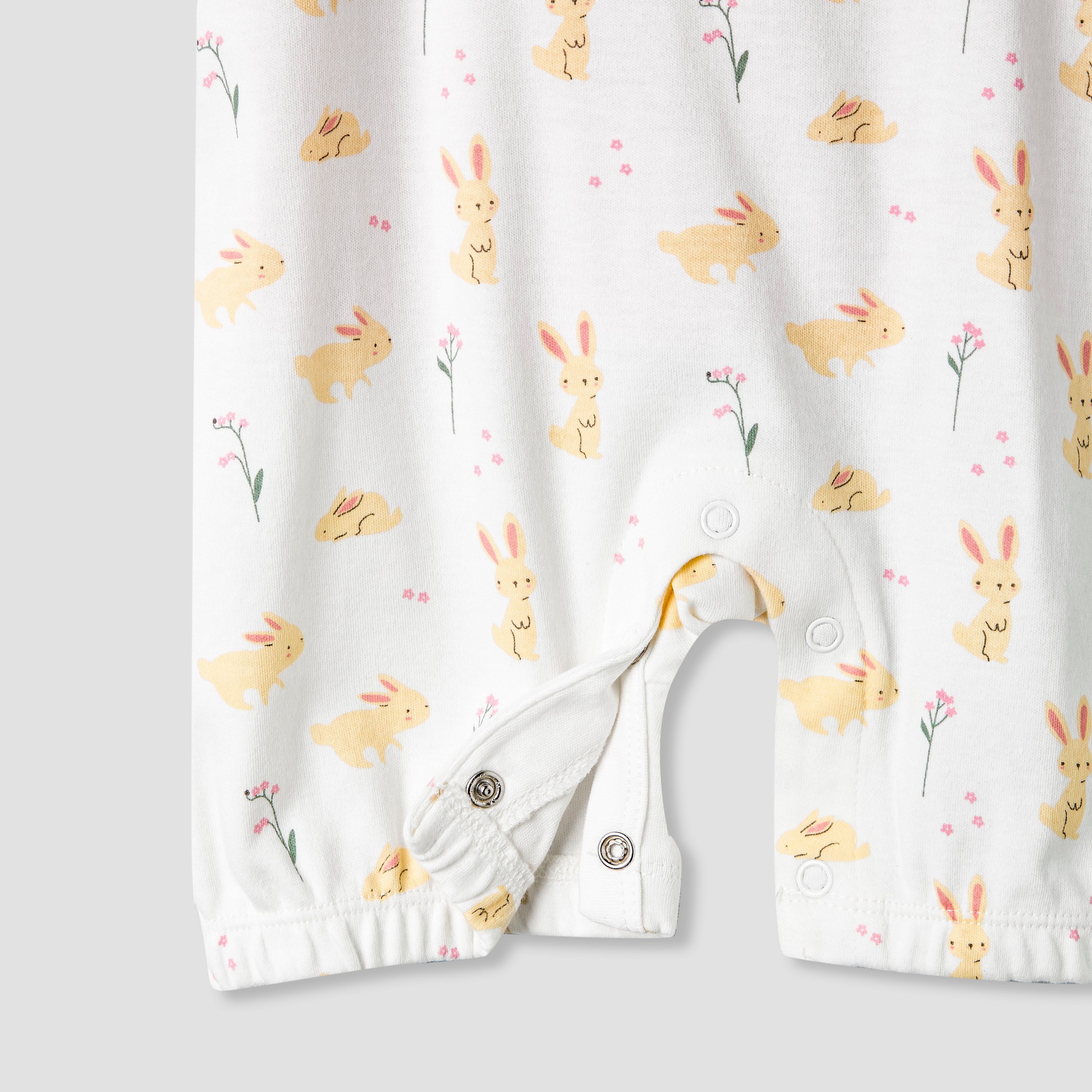 Juniors Short Sleeves T-shirt and Dungaree Set with Bunny Print-baby-girls-clothing-rompers-image-7