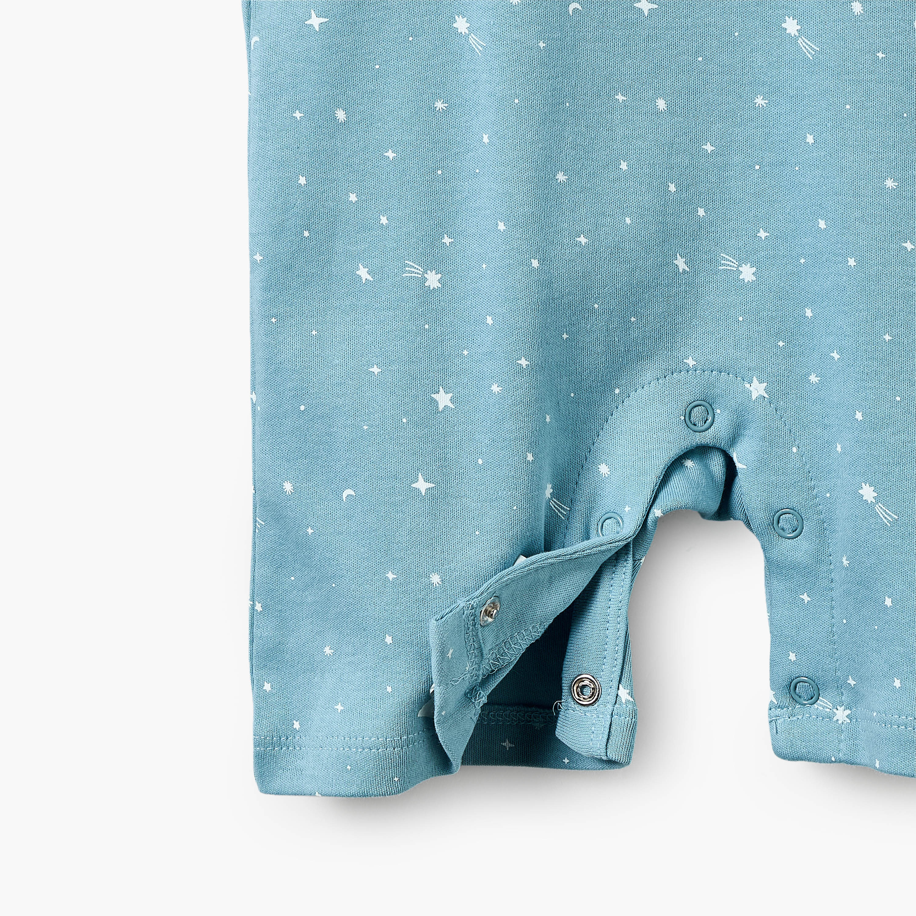 Juniors Crew Neck Short Sleeves T-shirt and Dungaree Set with Star Print-baby-boys-clothing-rompers-image-7