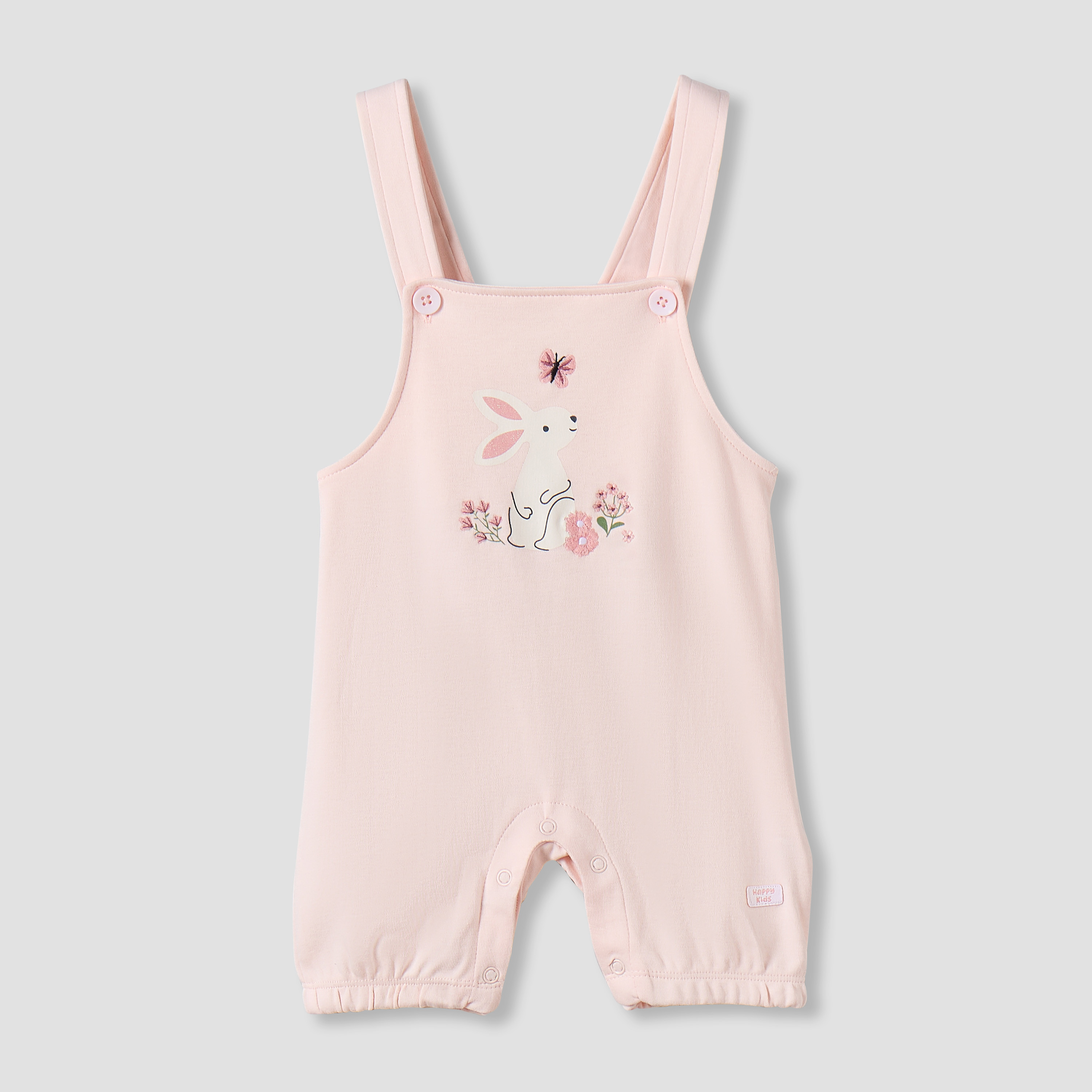 Juniors Short Sleeves T-shirt and Dungaree Set with Bunny Print-baby-girls-clothing-rompers-image-3