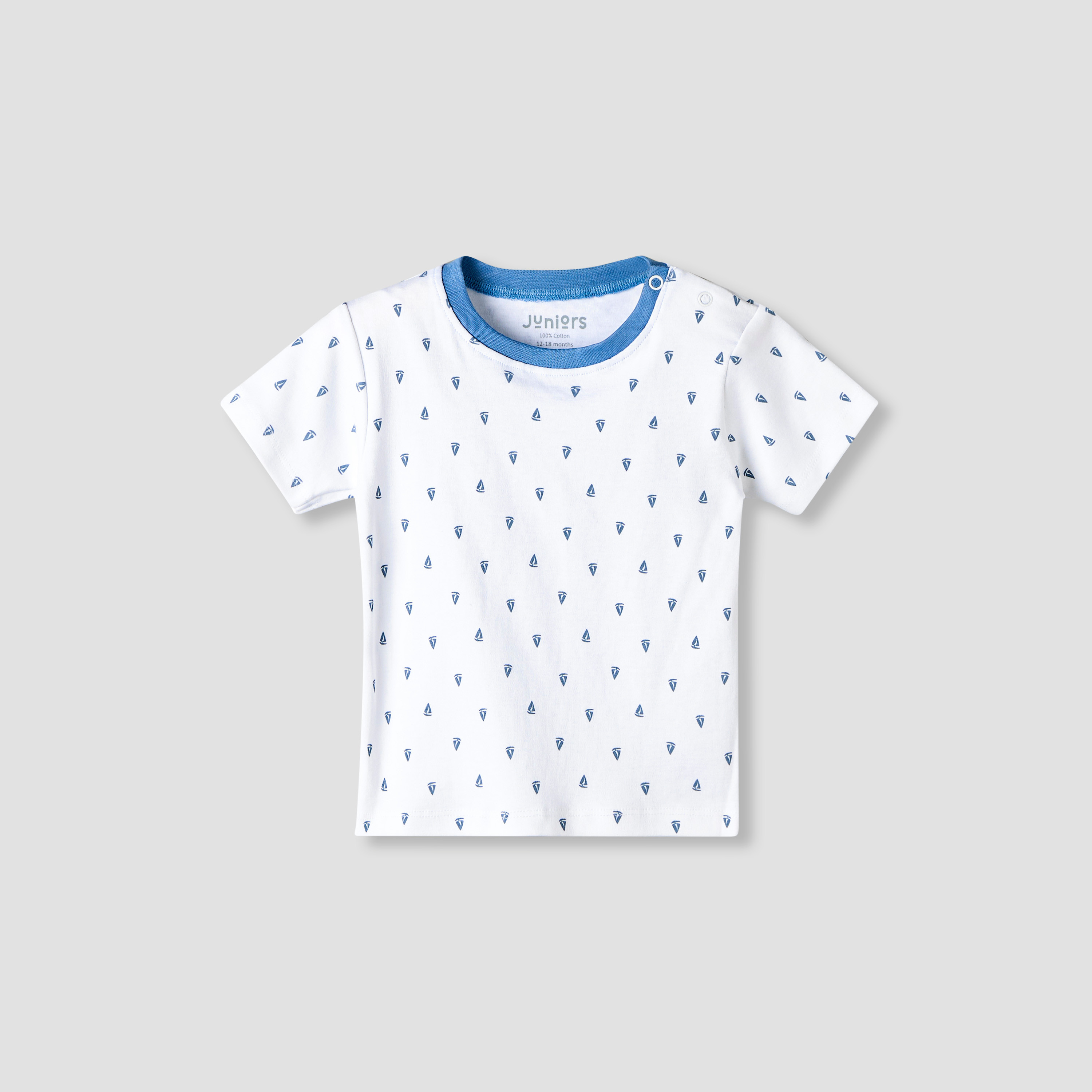 Juniors Short Sleeves T-shirt and Dungaree Set with Sailboat Print-baby-boys-clothing-setsandcoords-image-3