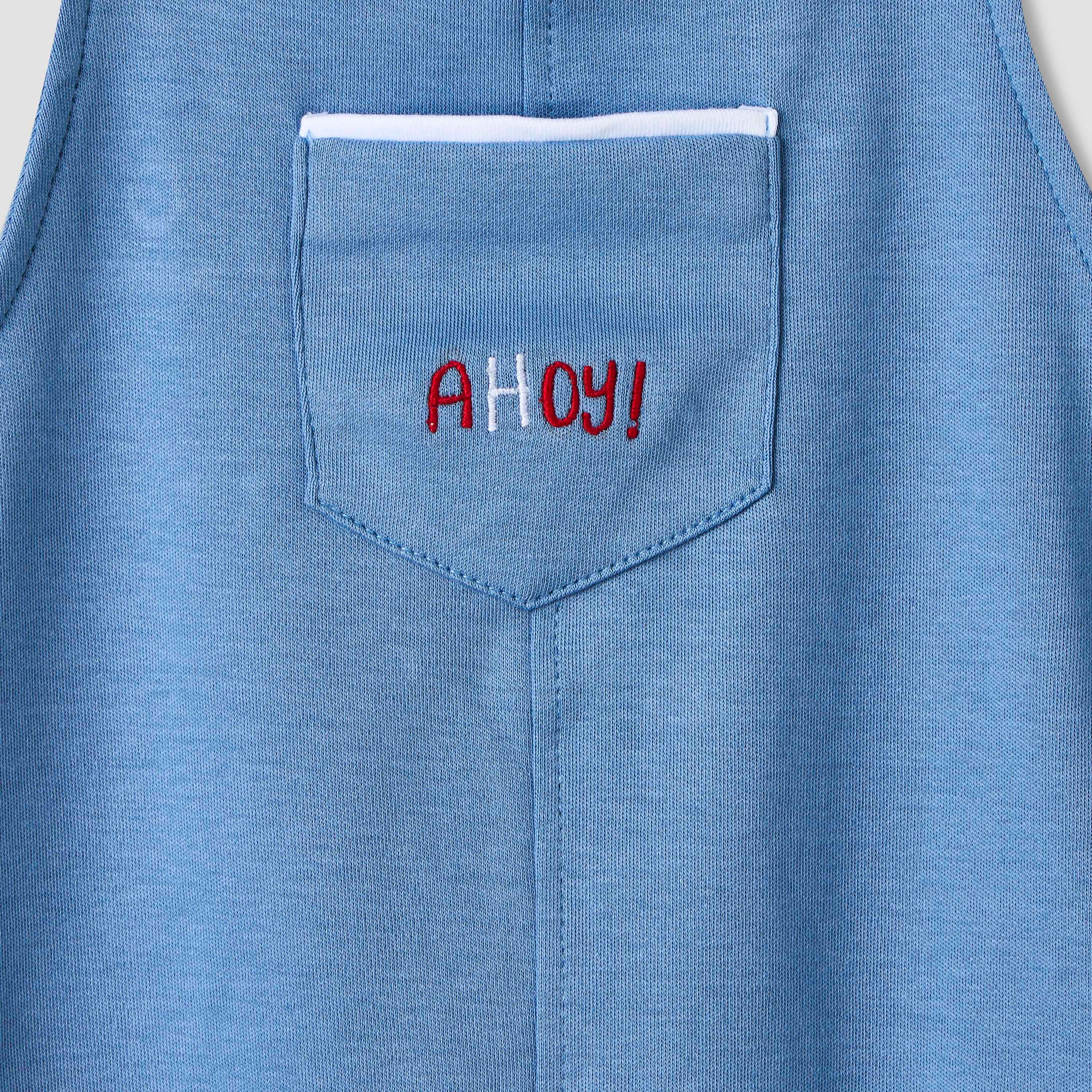 Juniors Short Sleeves T-shirt and Dungaree Set with Sailboat Print-baby-boys-clothing-setsandcoords-image-8