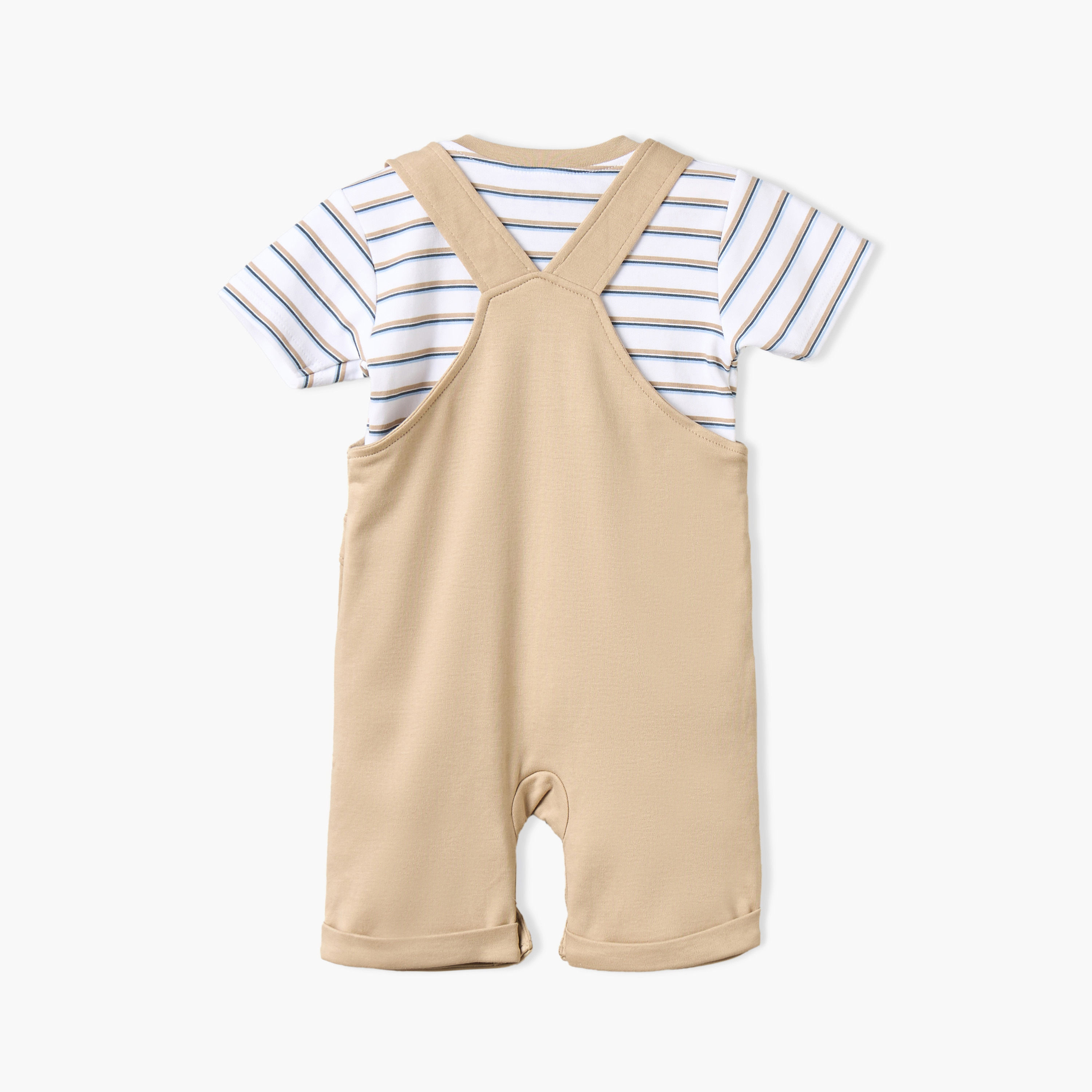 Juniors Dungaree and T-shirt Set with Bear Applique-baby-boys-clothing-rompers-image-2