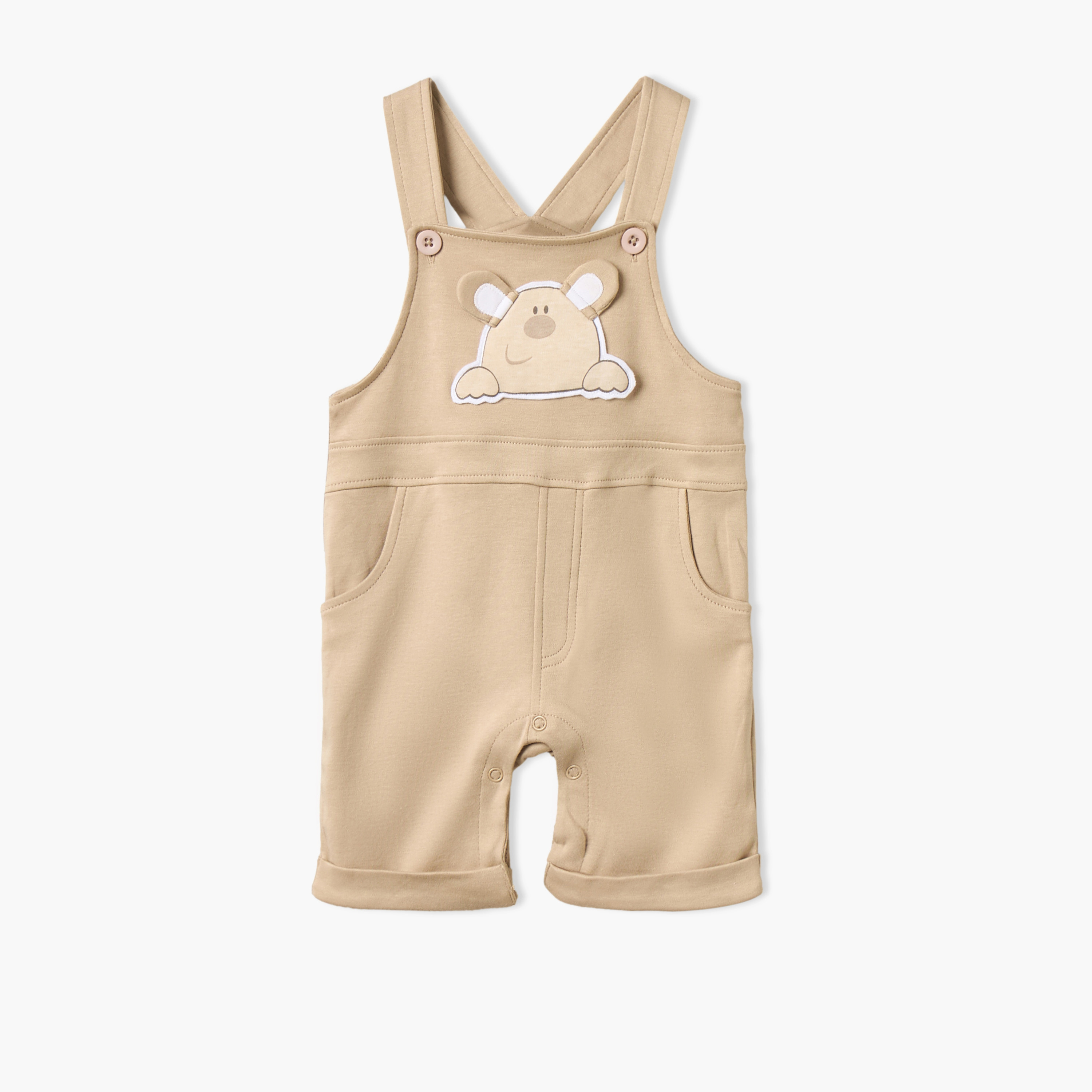 Juniors Dungaree and T-shirt Set with Bear Applique-baby-boys-clothing-rompers-image-3