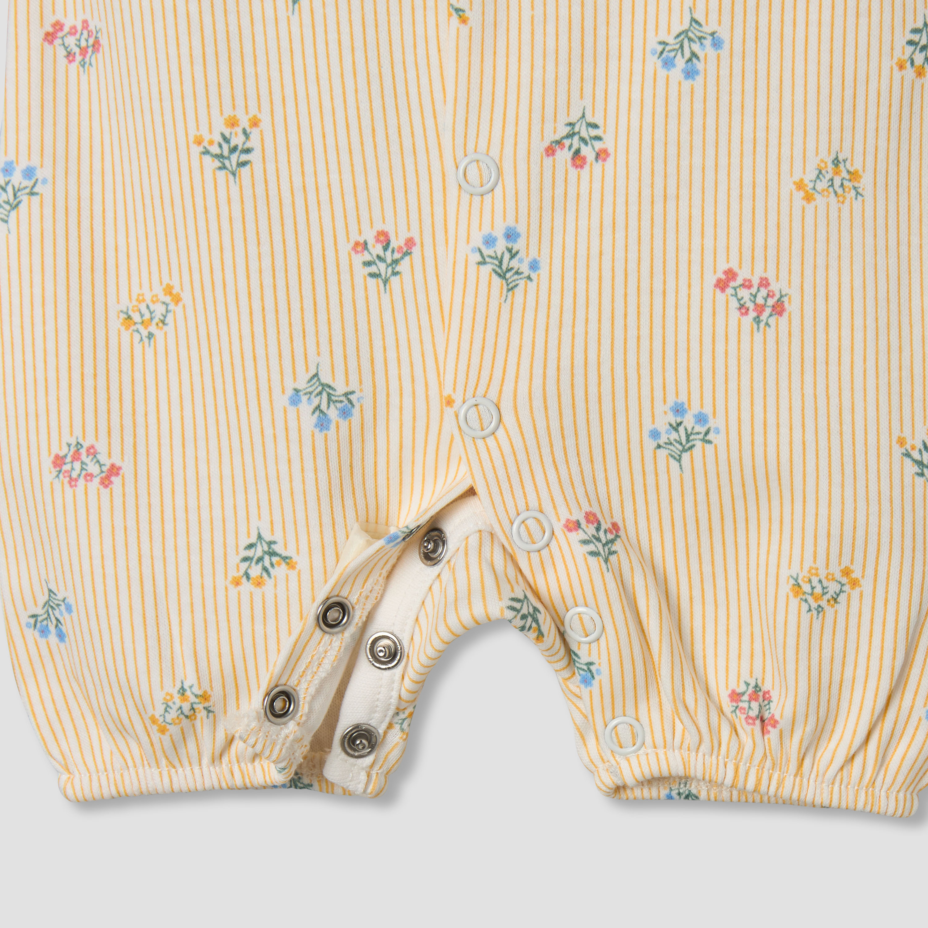 Juniors Round Neck Short Sleeves Romper with Floral Stripe Print-baby-girls-clothing-rompers-image-4