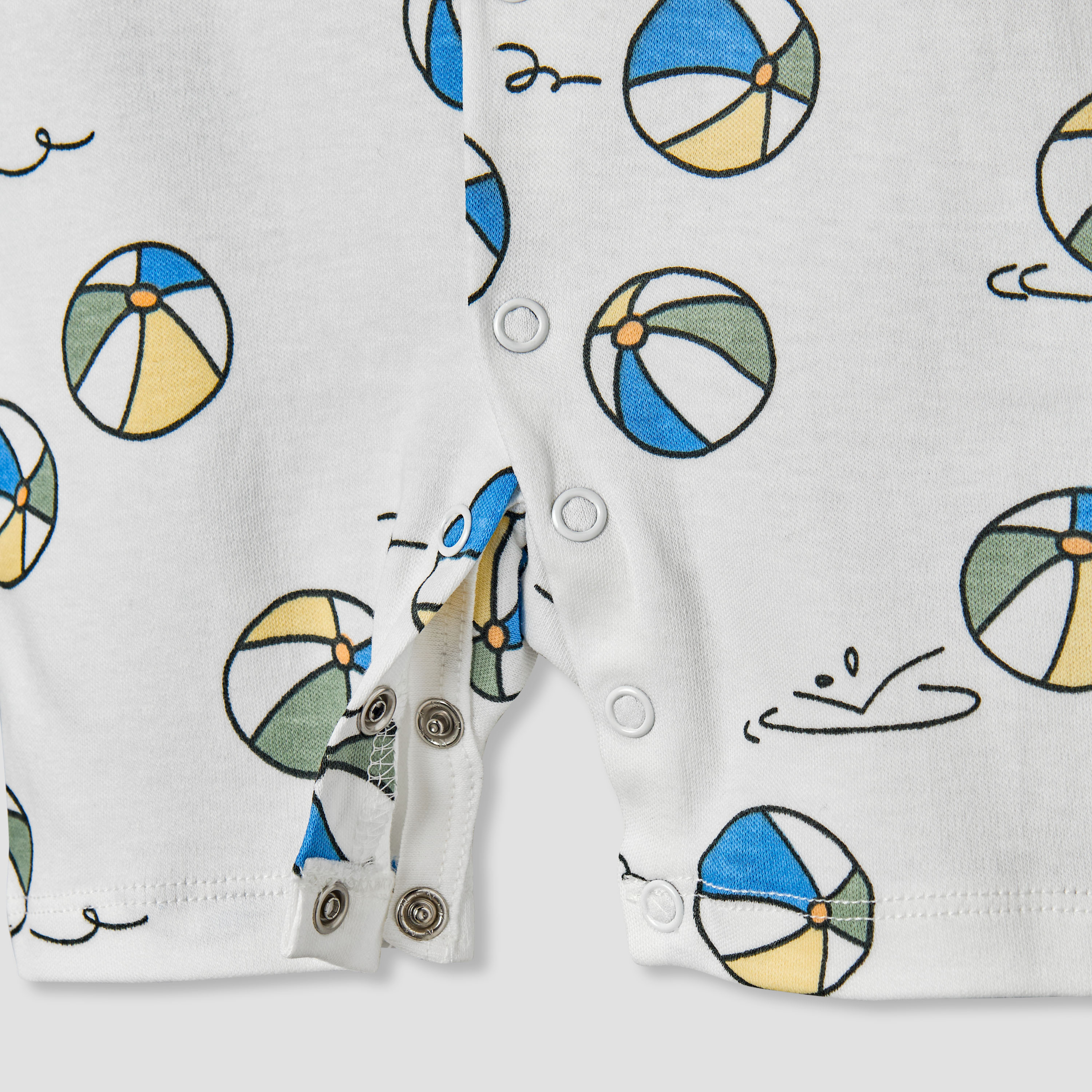 Juniors Round Neck Short Sleeves Romper with Ball Print-baby-boys-clothing-rompers-image-5