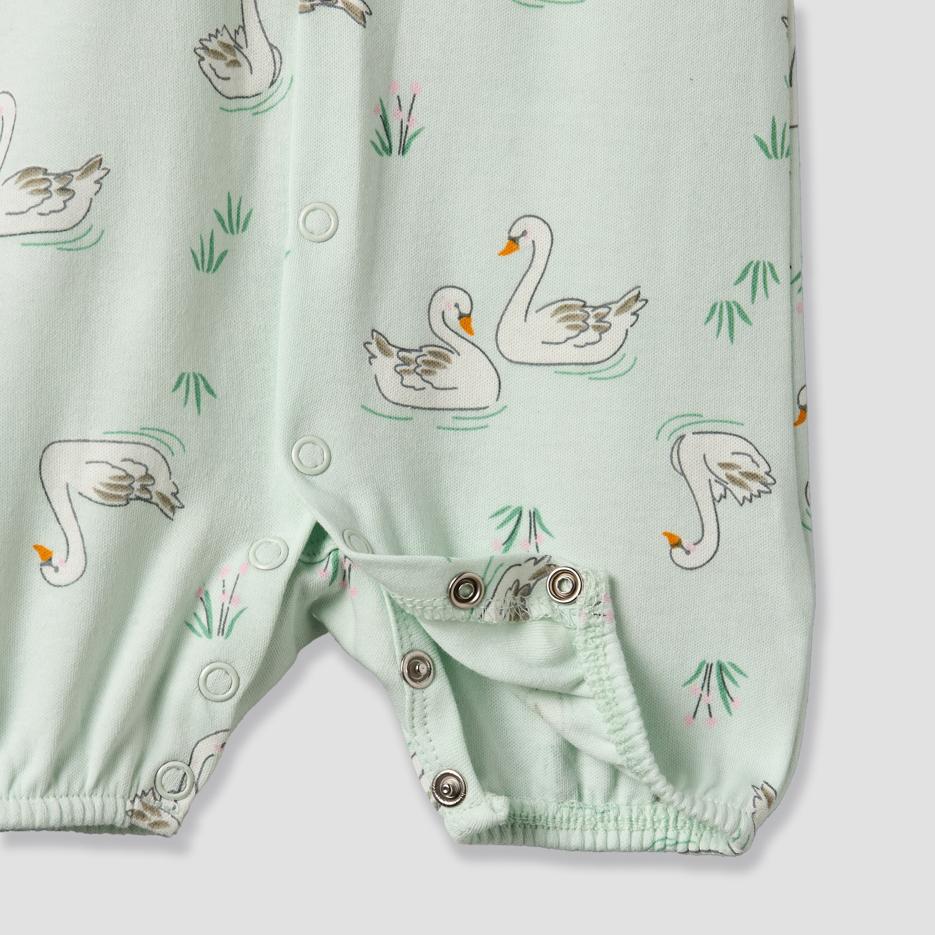 Juniors Round Neck Short Sleeves Romper with Swan Print-baby-girls-clothing-rompers-image-5