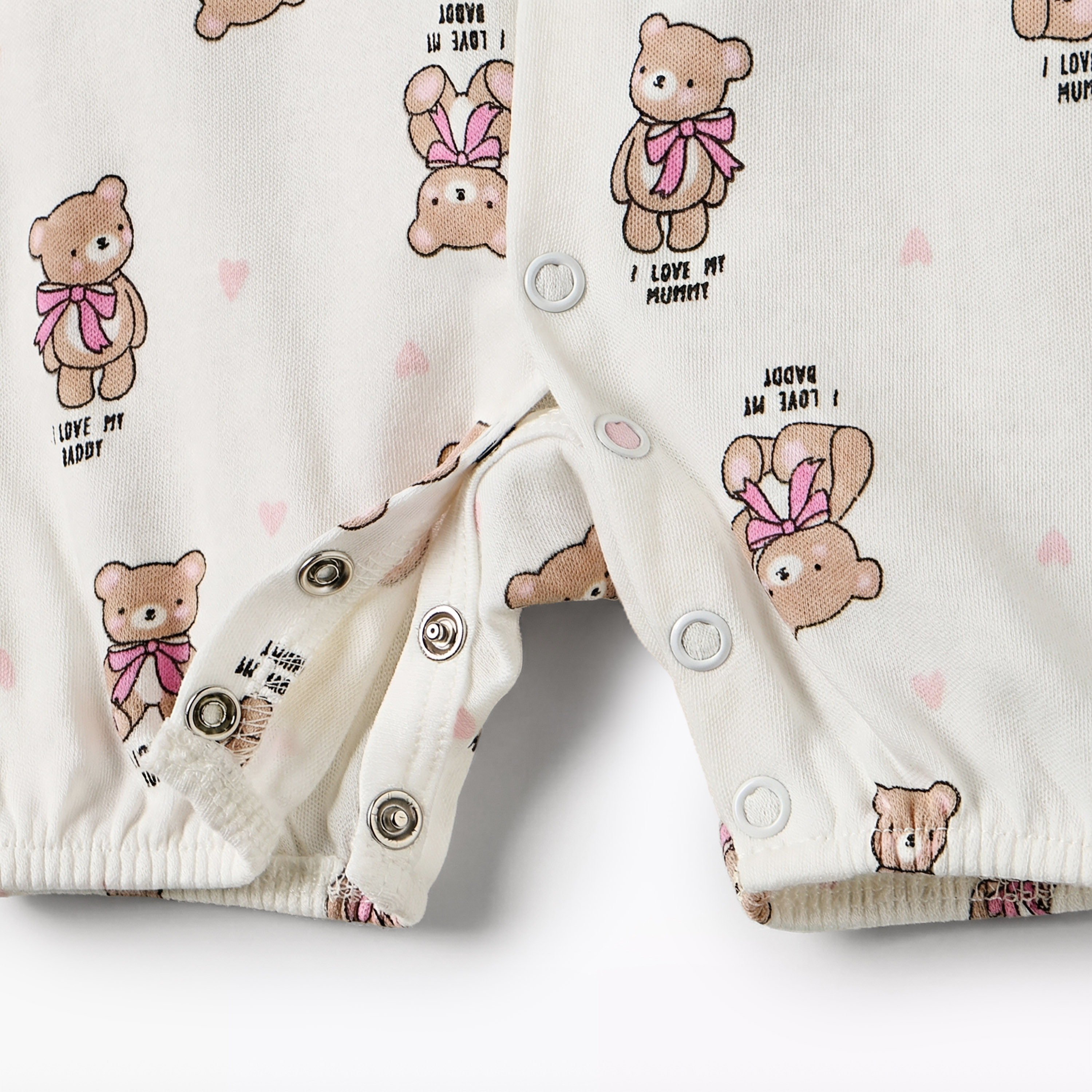 Juniors Round Neck Short Sleeve Romper with Teddy Bear Print-baby-girls-clothing-rompers-image-5