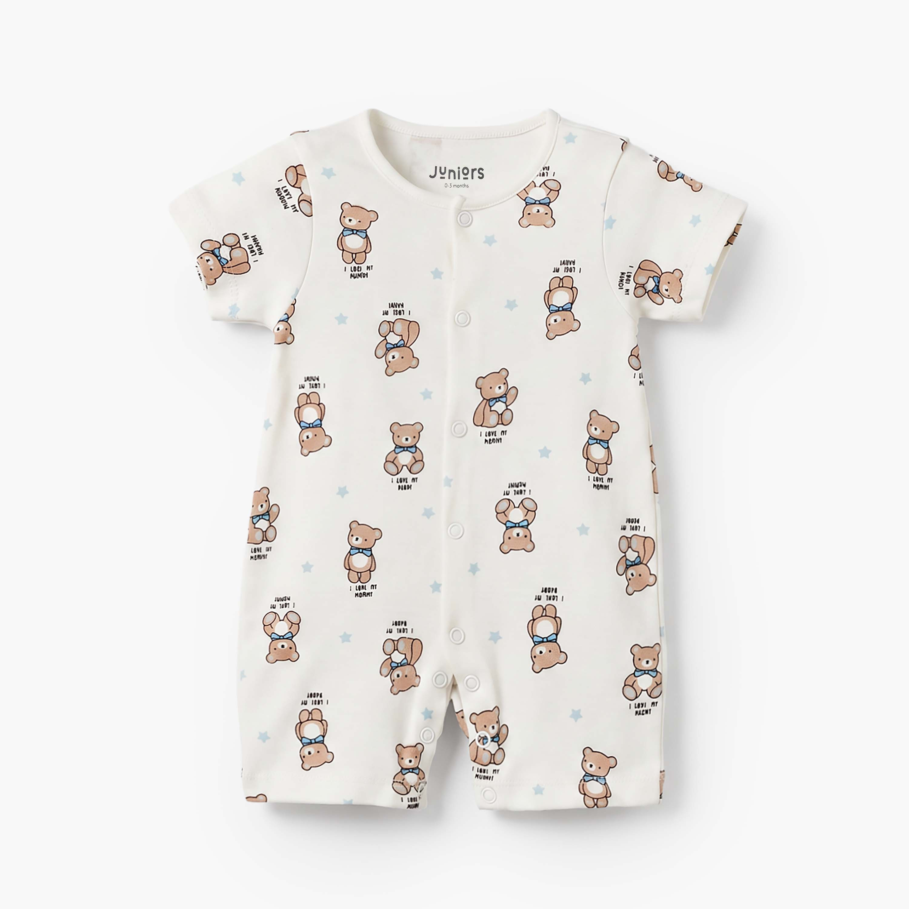 Juniors Crew Neck Short Sleeves Romper with Bear Print-baby-boys-clothing-rompers-image-2