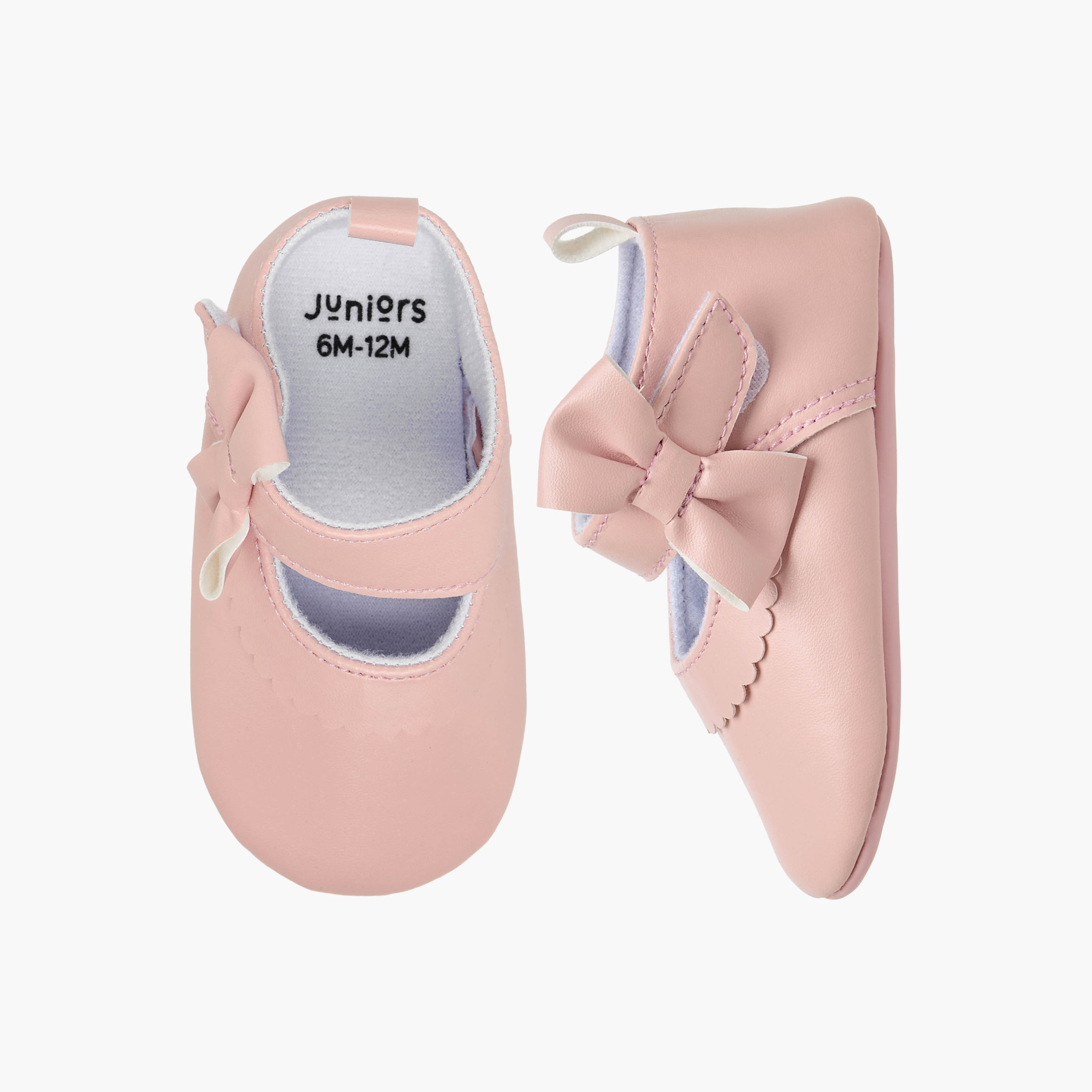 Juniors Booties with Bow Applique and Scalloped Edge-baby-girls-shoes-closedshoes-image-1