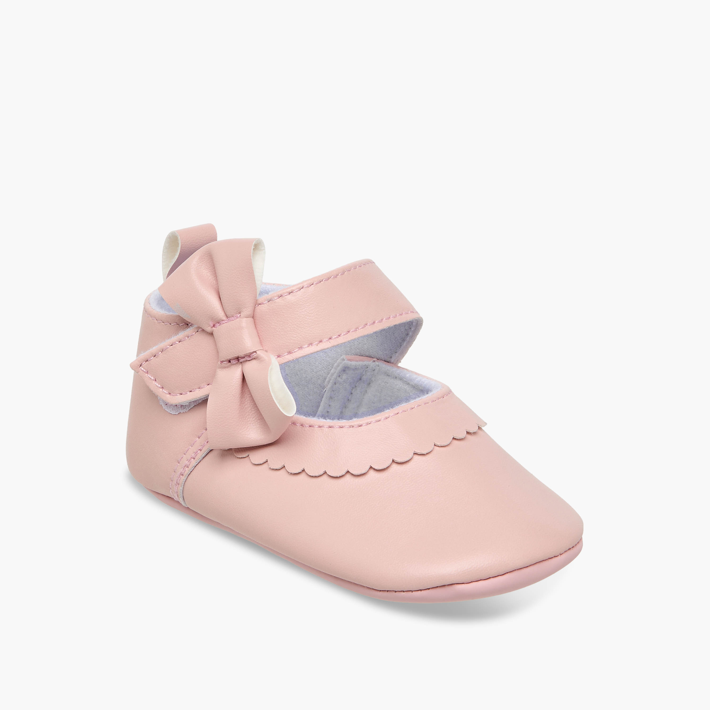 Juniors Booties with Bow Applique and Scalloped Edge-baby-girls-shoes-closedshoes-image-2